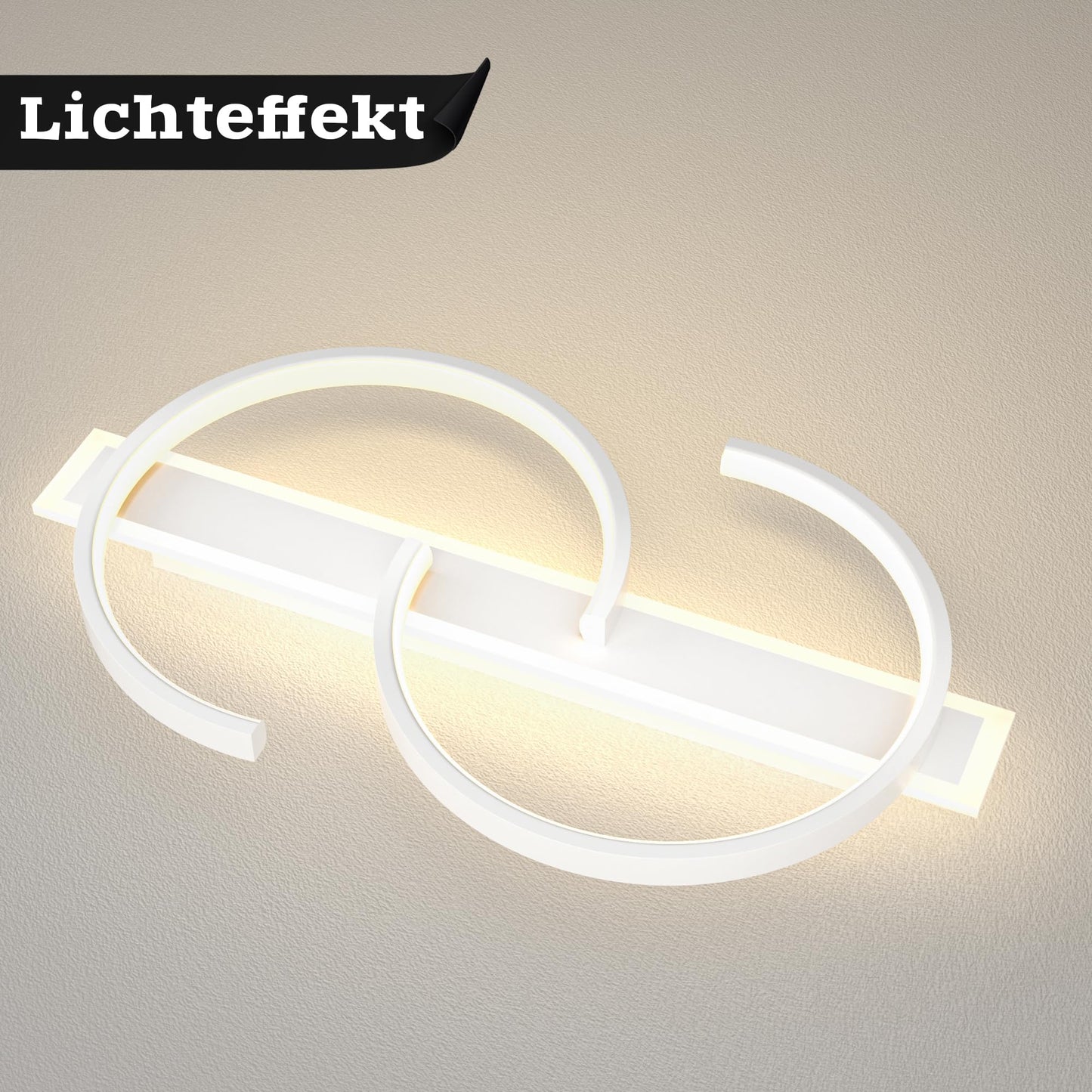 LUOLONG LED Deckenleuchte Dimmbar Deckenlampe Schwarz Wohnzimmerlampe 35W mit Fernbedienung 2-Ringen kreis Deckenleuchte Schlafzimmerlampe Arbeitzimmer Büro Modern Led deckenbeleuchtung-40cm Schwarz