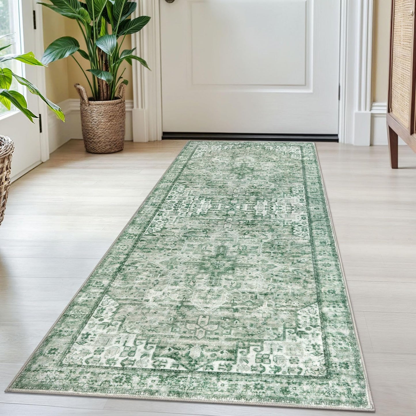 2x3 Blue Washable Rug for Entrance, Soft Traditional Area Rug, Non-Slip Printed Kitchen Rugs, Low-Pile Medallion Indoor Door Mat, Small Farmhouse Carpet for Entryway Kitchen Foyer Bedside