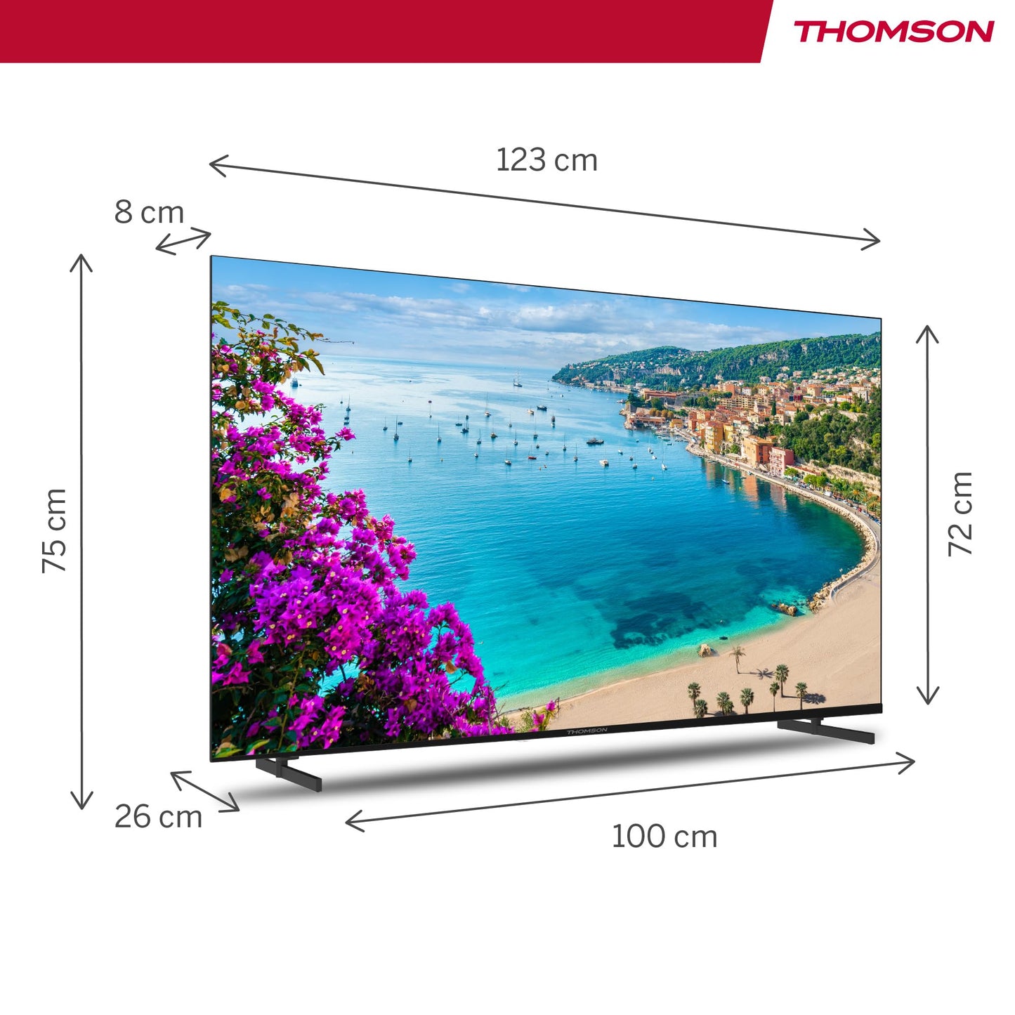 Thomson 43 Zoll (109 cm) 4K Ultra HD Weiß Smart Android TV, Google Assistant, Wi-Fi, Dolby Digital, Bluetooth, Triple-Tuner (Kabel,Satellit,Antenne), HDMI, CI+, A+ Panel – 43UA5S13W