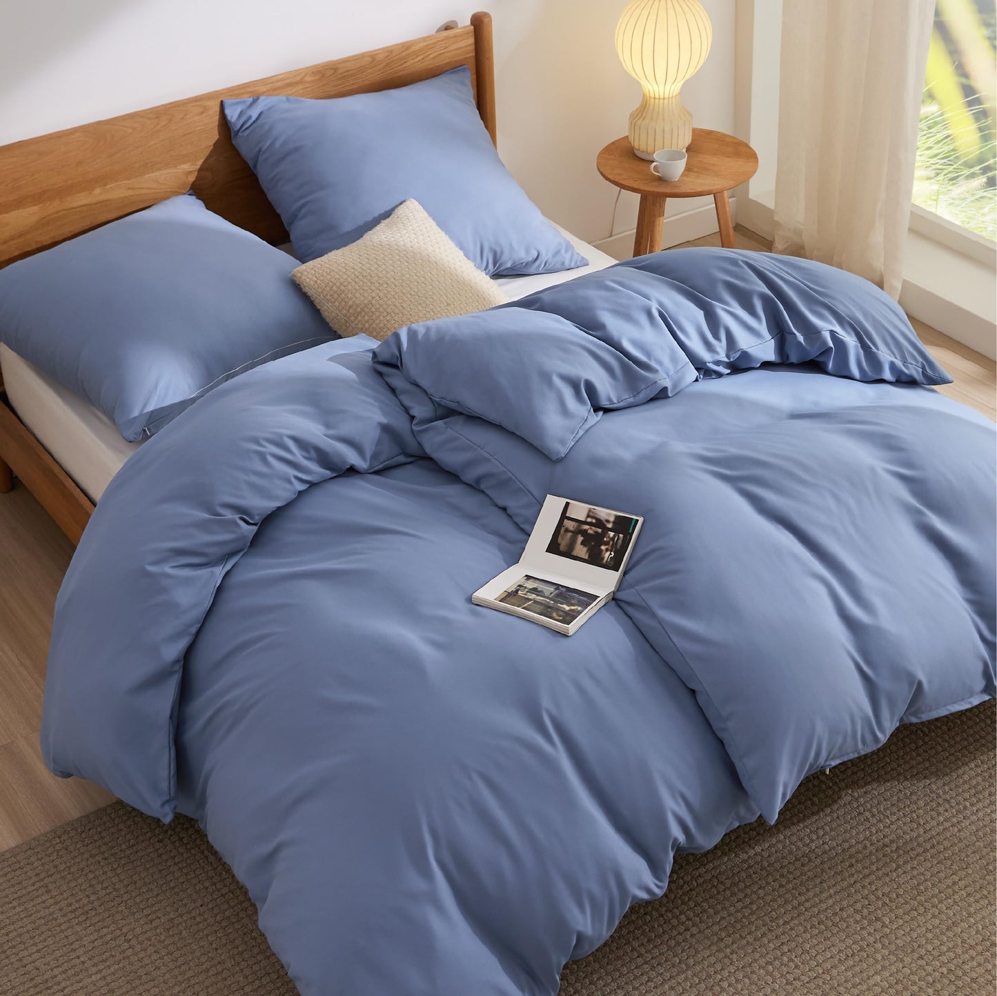 Bedsure Bed Linen 135 x 200 cm, 4-Piece Anthracite Bed Linen, 2 Duvet Covers 135 x 200 cm and 2 Pillowcases 80 x 80 cm, Oeko-Tex Bed Linen Sets, Polyester Microfibre with Zip