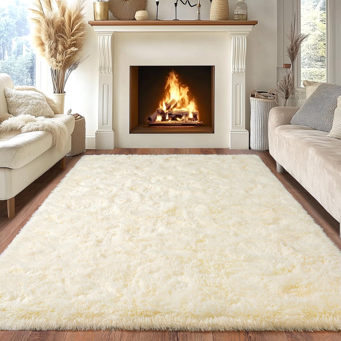 BSGIFT High Pile Rug, Grey, 160 x 230 cm, Shaggy Long Pile Fluffy Rug, Living Room, Modern Living Room Rug, Bed Rug, High-Pile Carpet, Non-Slip for Bedroom, Children's Room