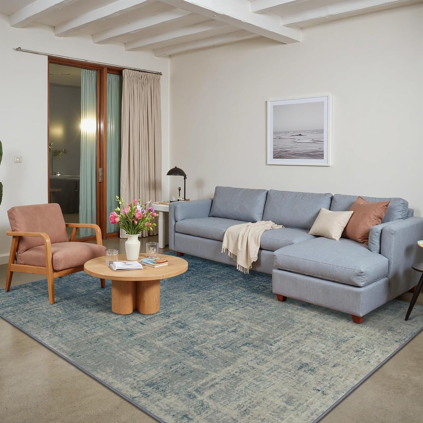 BEIMO Waschbarer Teppich Wohnzimmer, Abstrakt Design Teppich Schlafzimmer Kurzflor, Groß Teppiche rutschfest Weiche für Badezimmer Esszimmer Flur, 120x170cm