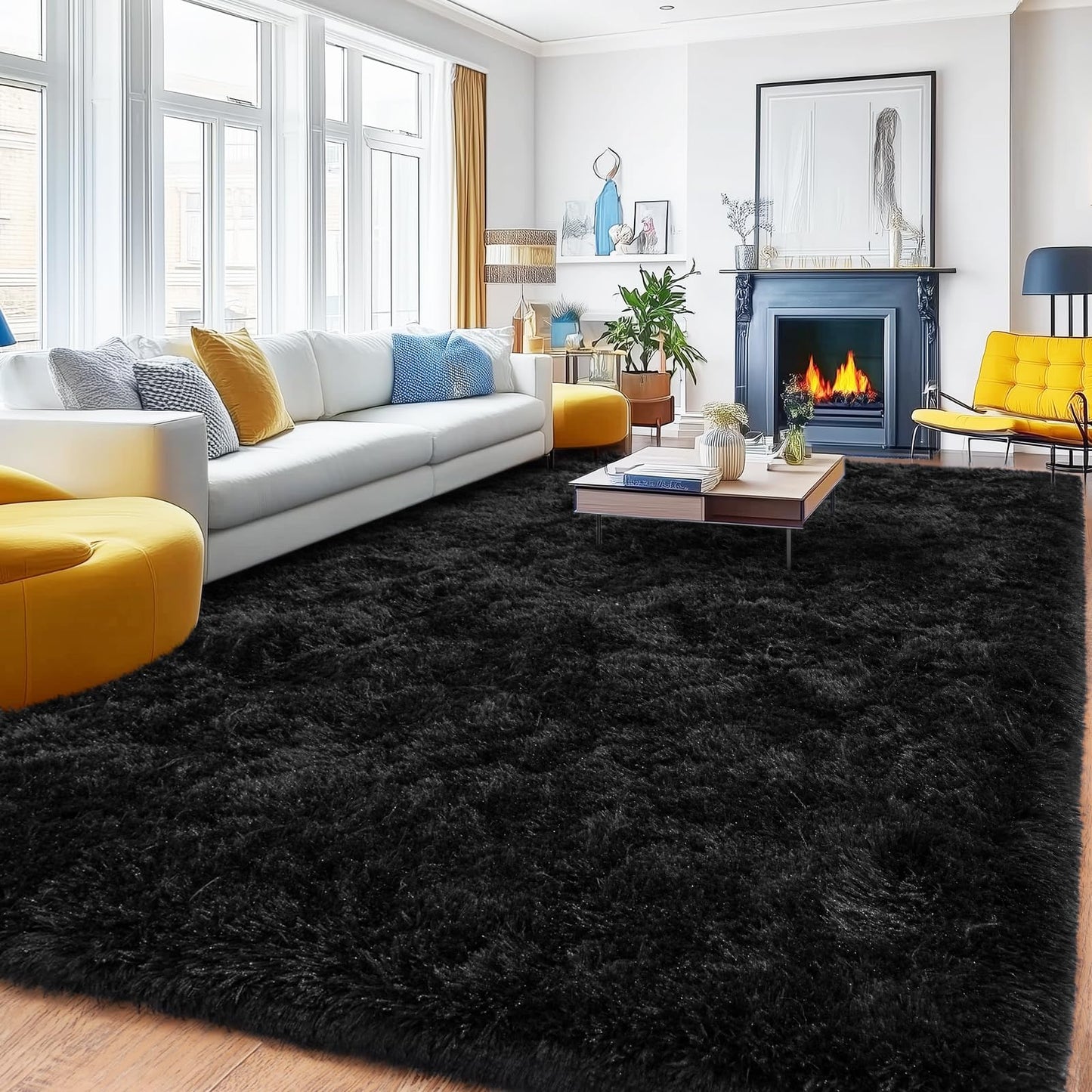 BSGIFT High Pile Rug, Grey, 160 x 230 cm, Shaggy Long Pile Fluffy Rug, Living Room, Modern Living Room Rug, Bed Rug, High-Pile Carpet, Non-Slip for Bedroom, Children's Room