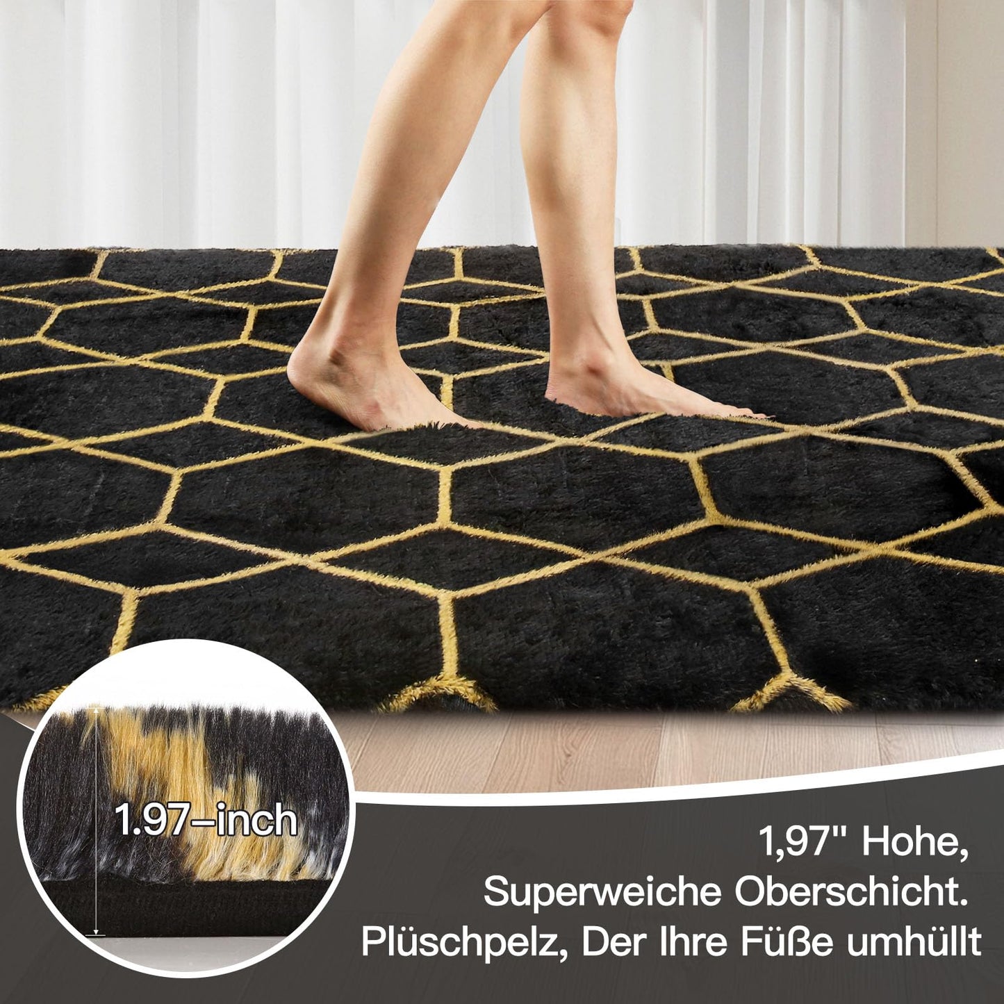 Treeboy High Pile Rug Grey Carpet Living Room 160 x 230 cm Washable Non-Slip Extra Large Rugs Bedroom Fluffy Modern Rugs Mat Rugs for Bedroom Children's Room