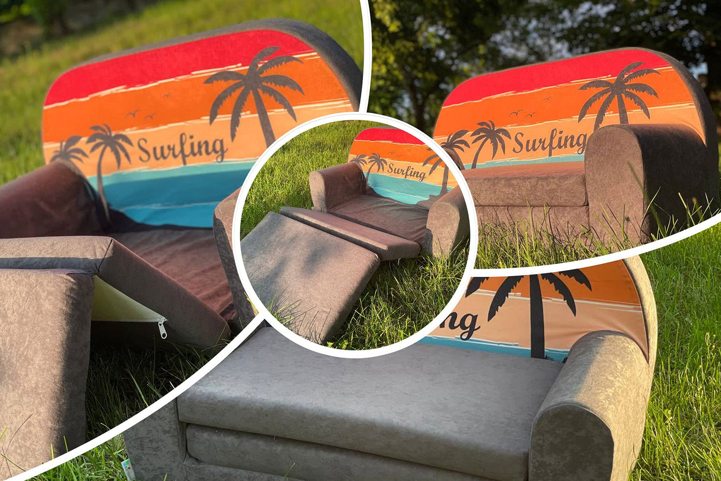 FORTISLINE Children's Sofa Mini Foldable 40 x 78 x 45 cm - Children's Sofa for Children 2-in-1 - Children's Couch Foldable - Foam Sofa Bed - Removable Cover - Many Designs