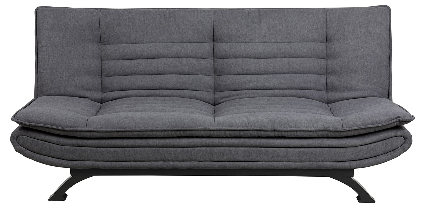 AC Design Furniture Jasper Bettcouch Dunkelgrau/Schwarz, Schlafsofa mit 3 Liegepositionen, Moderner 3-Sitzer Ohne Armlehne, Gepolstert mit Schwarzen Metallbeinen, L: 196 x H: 91 x T: 98 cm