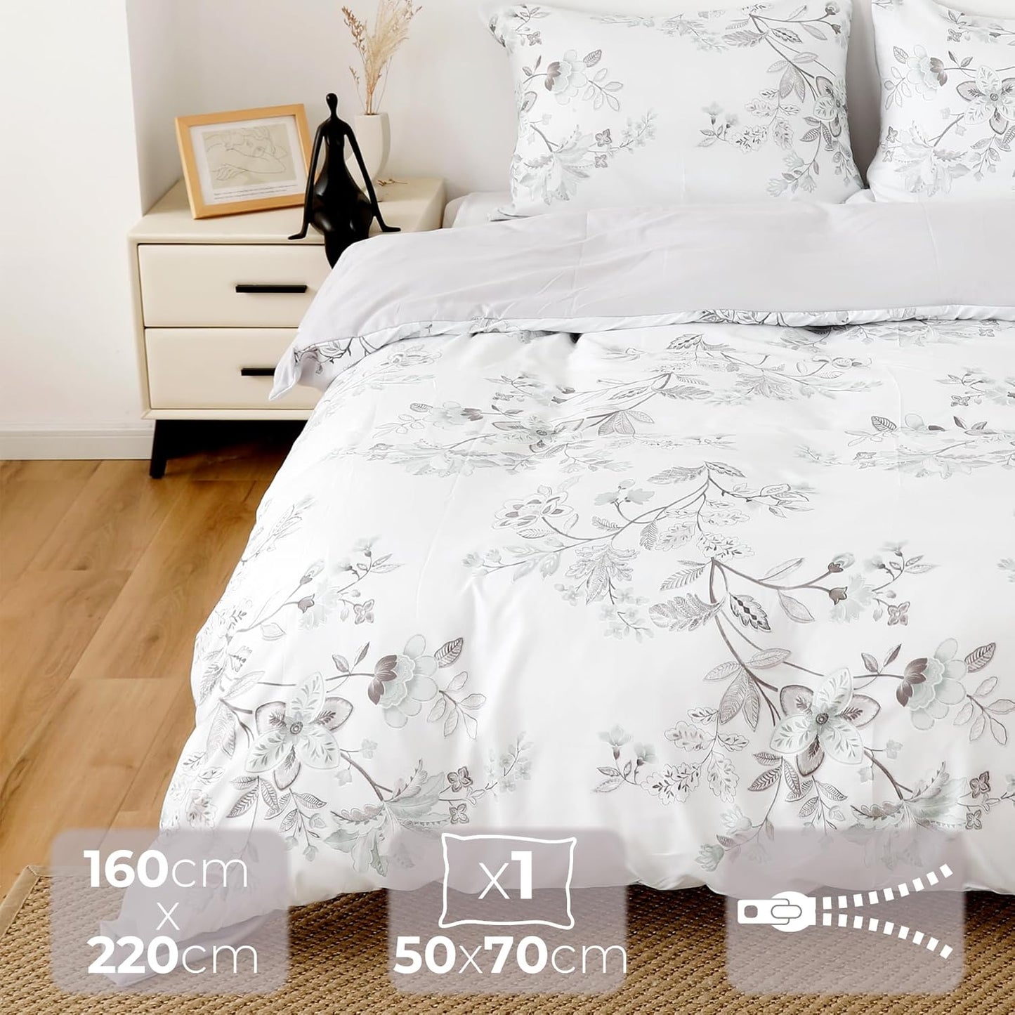 BOD HOME, Duvet & Pillowcase, 100% Polyester, Softness, Bed Linen Set 160 x 220 cm, Pillowcase 50 x 70 cm, Various Designs, Personalise Your Room, Ideal for the Winter Season