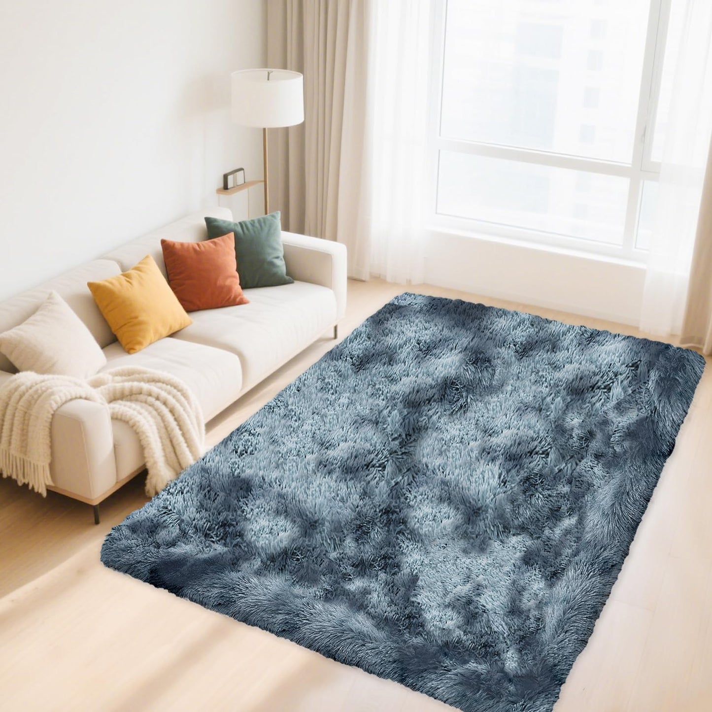 High Pile Living Room Rug, 140 x 200 cm, Cream Fuzzy Shaggy Fluffy Rug for Bedroom Rugs, Modern Plush Living Room Rug, Bed Rug, High-Pile Carpet, Non-Slip for Children's Room