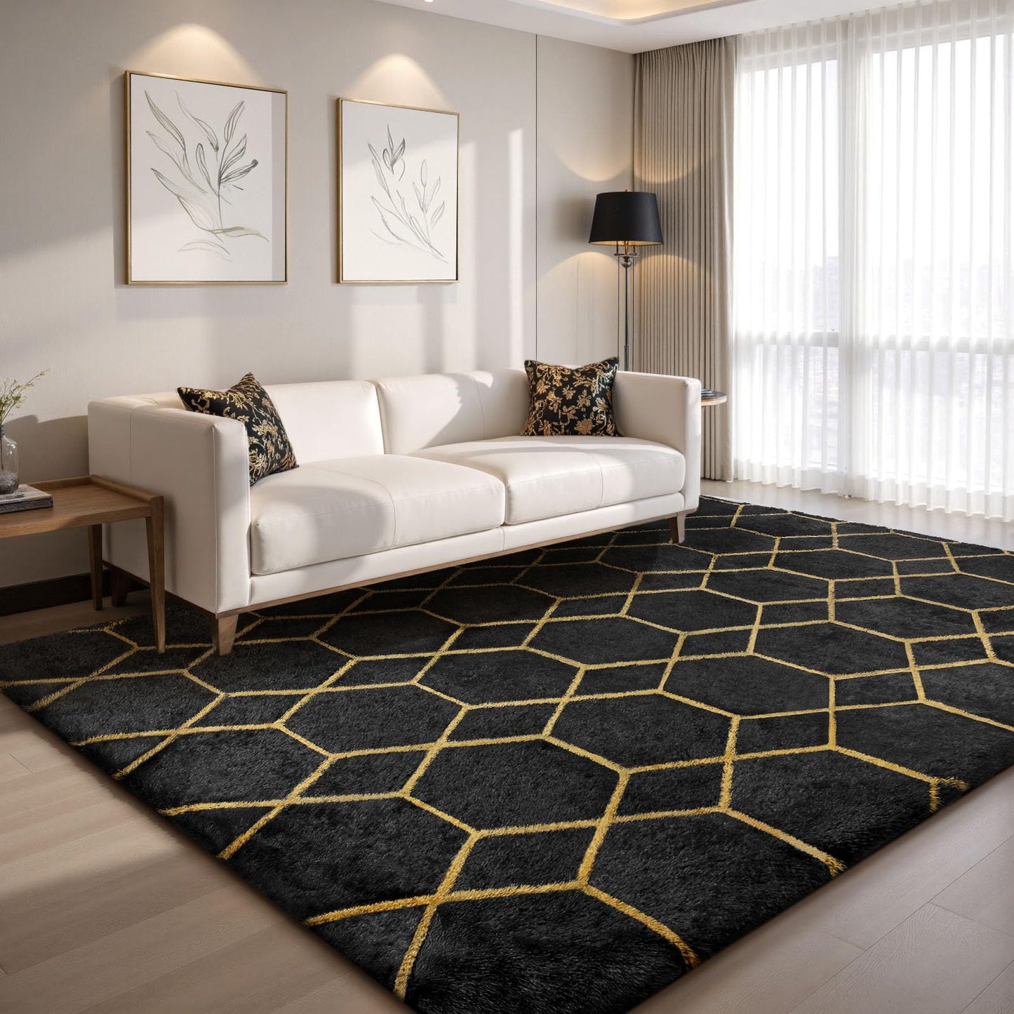 Treeboy High Pile Rug Grey Carpet Living Room 160 x 230 cm Washable Non-Slip Extra Large Rugs Bedroom Fluffy Modern Rugs Mat Rugs for Bedroom Children's Room