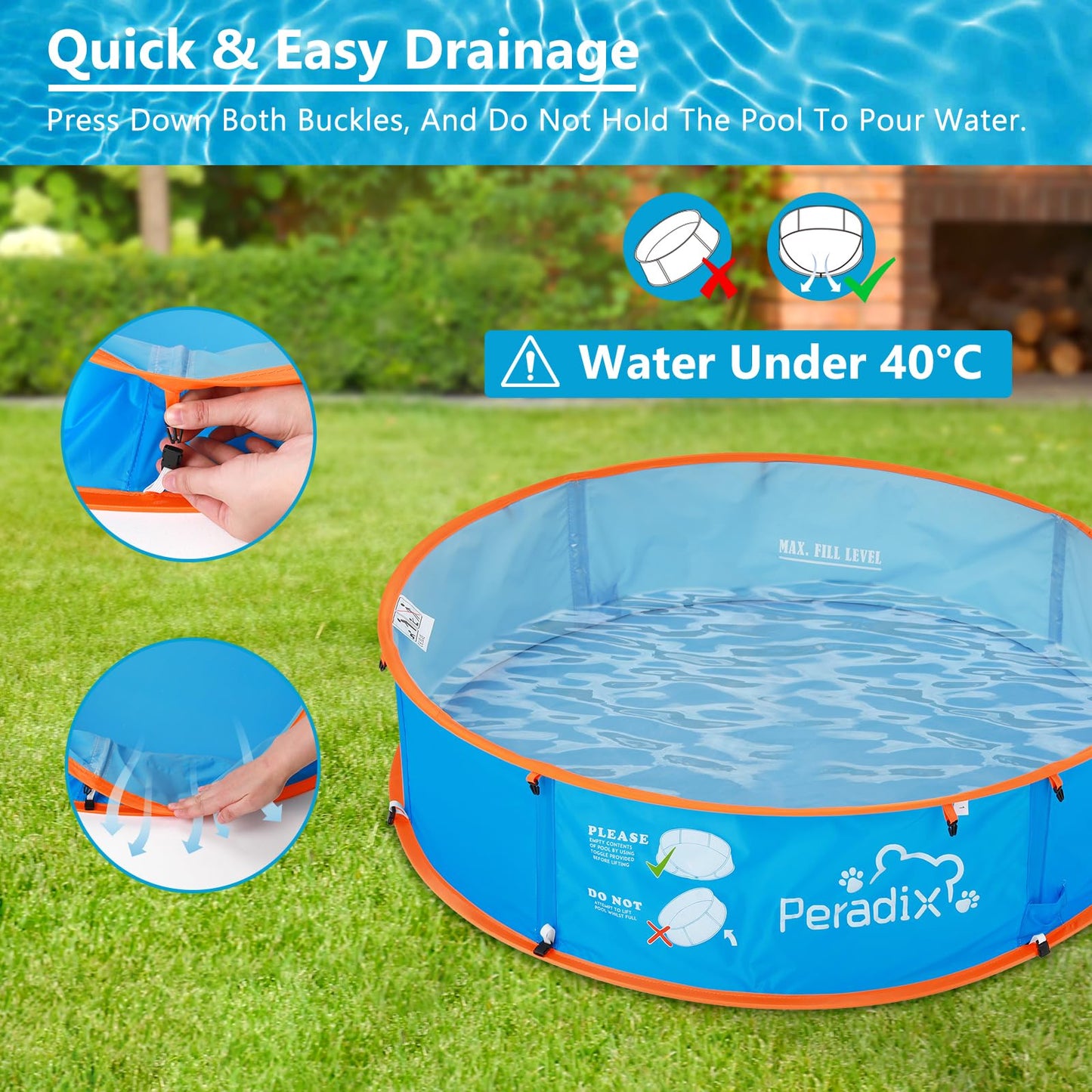 Peradix 4 in 1 Pop Up Baby Planschbecken,Babypool mit UV Schutz Bällepool, Baby Zelt Strandzelt mit Moskitonetz,Tragbare Spielzelt Bällebad Sonnenschutz Sommer für Jahre,(Blau)