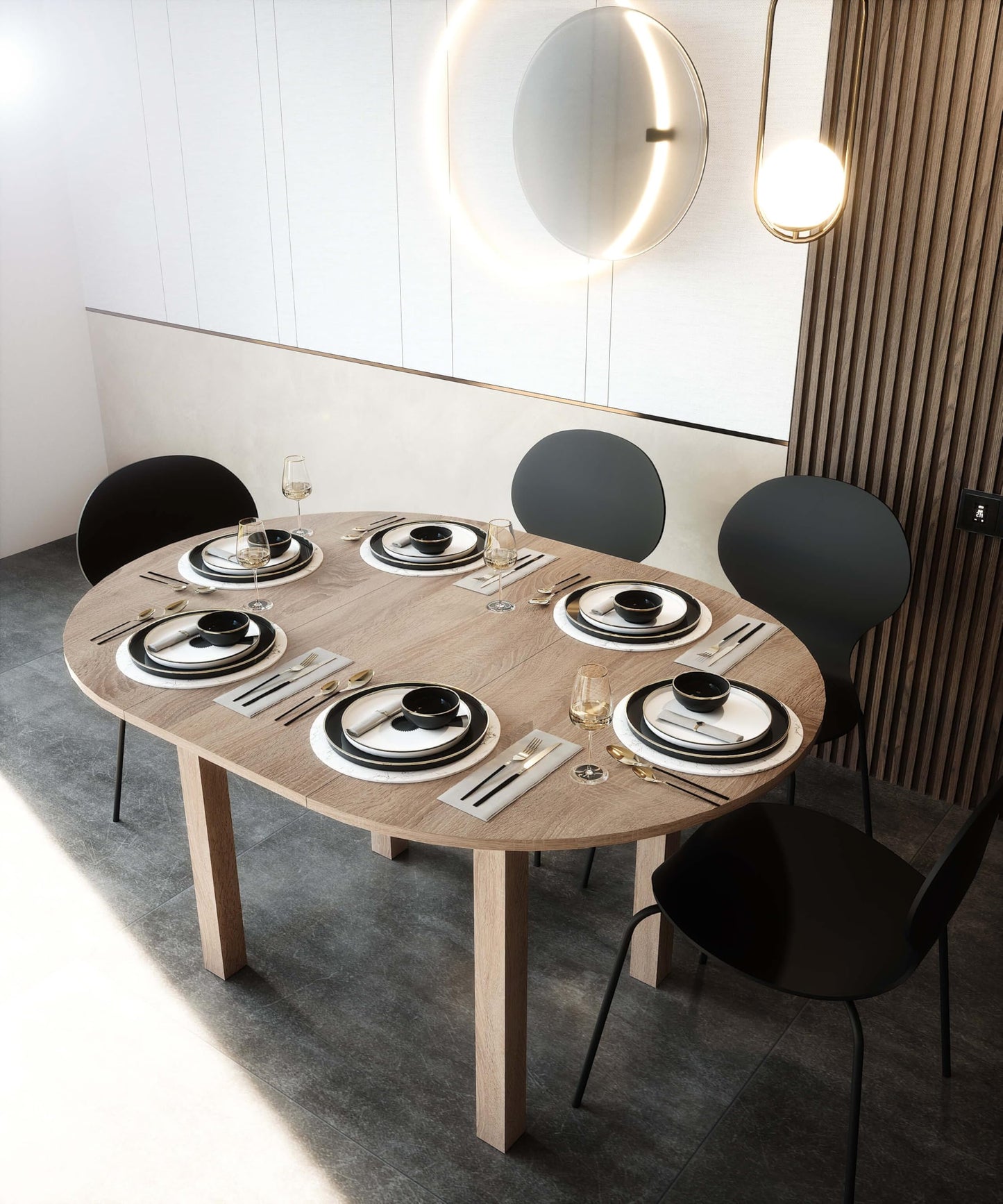 Newfurn Dining Table Wild Oak Dining Room Table Kitchen Table Dining Table II 120 x 76.5 x 70 cm (W x H x D) Extendible up to 160 cm including 40 cm Table Top Anthracite Kitchen Table Dining Table