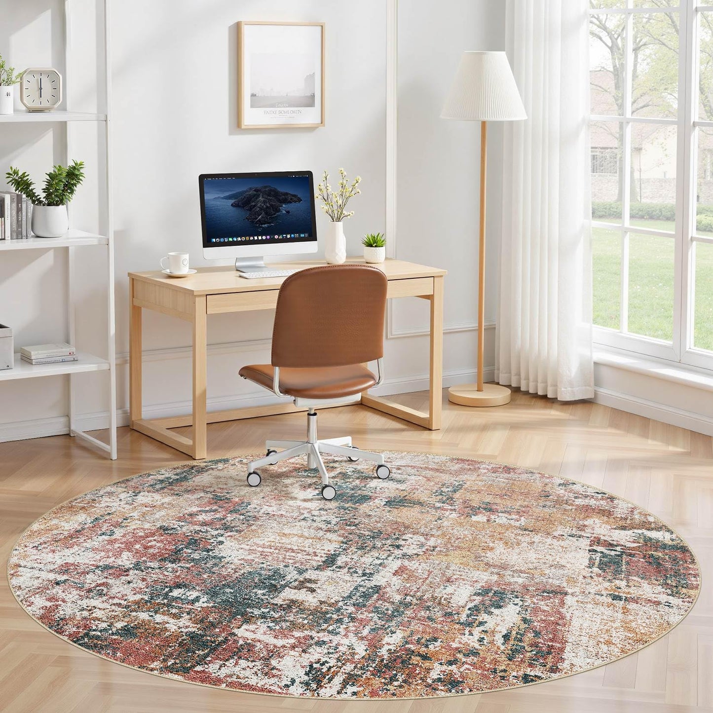 Tortania Washable 5x7 Area Rug for Living Room: Modern Abstract Neutral Large Soft Thin Rugs - Non Slip Indoor Carpet for Bedroom Dining Room Office Nursery Home Floor Decoration - Grey
