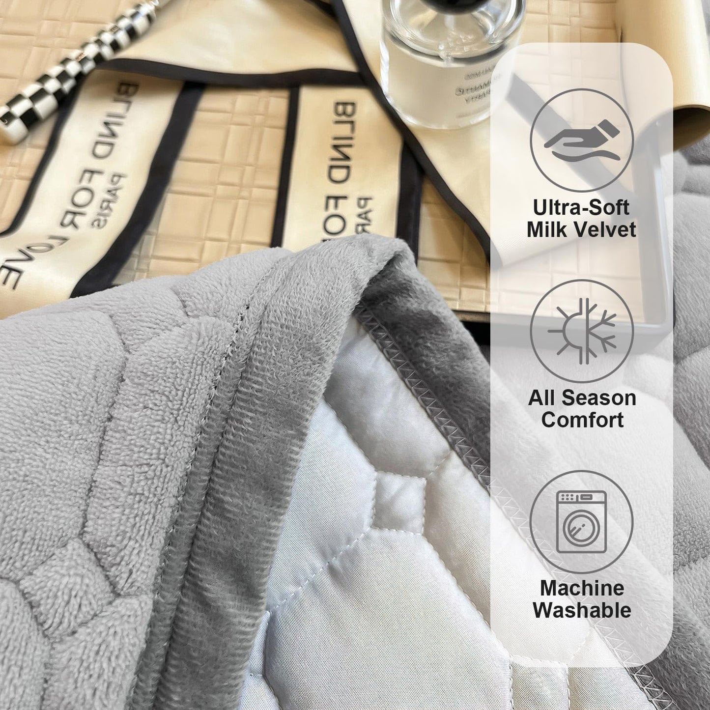 SHANNA Extra Large Duvet: Milk Velvet Soft Double Sided Duvet Ideal as Bedspread 230 x 250 cm with 2 Matching Pillowcases 50 x 70 cm (Beige)