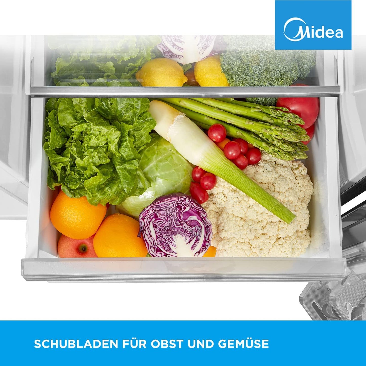 Midea KS-DDX 6.32 WT Side-by-Side Kühl-/Gefrierkombination/ 178,8 cm Höhe/ 254 kWh/Jahr/No Frost/Dual Inverter Compressor/mit 3in1 Wasser-/Eisspender und Wassertank, Dark Inox