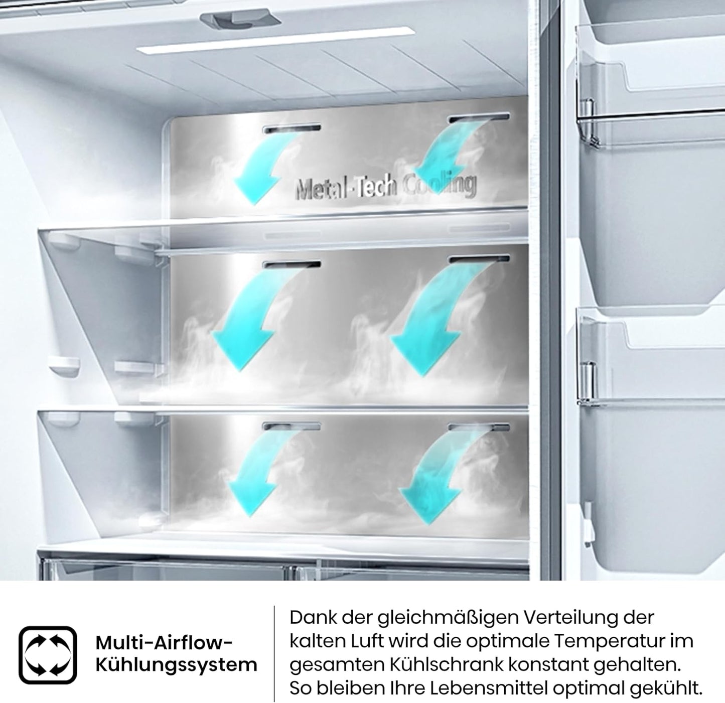 Hisense RQ5P470SAID Cross-Door Fridge-Freezer, 304 Litre Fridge Capacity, 179 Litre Freezer, Total NoFrost, Wifi, Multi AirFlow, FastFreeze, Energy Efficiency Class D, 178.5 cm x 79.4 cm