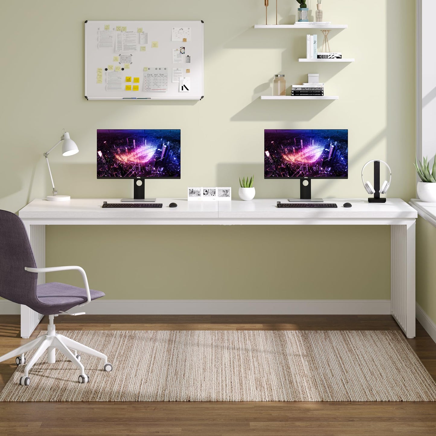 Tribesigns 180 cm Schreibtisch, großer Computertisch PC Tisch Bürotisch mit robustem Metallgestell, Arbeitsstation für Home Office zu Hause Schreibtische, Konferenztisch (ohne Stuhl) (Braun)