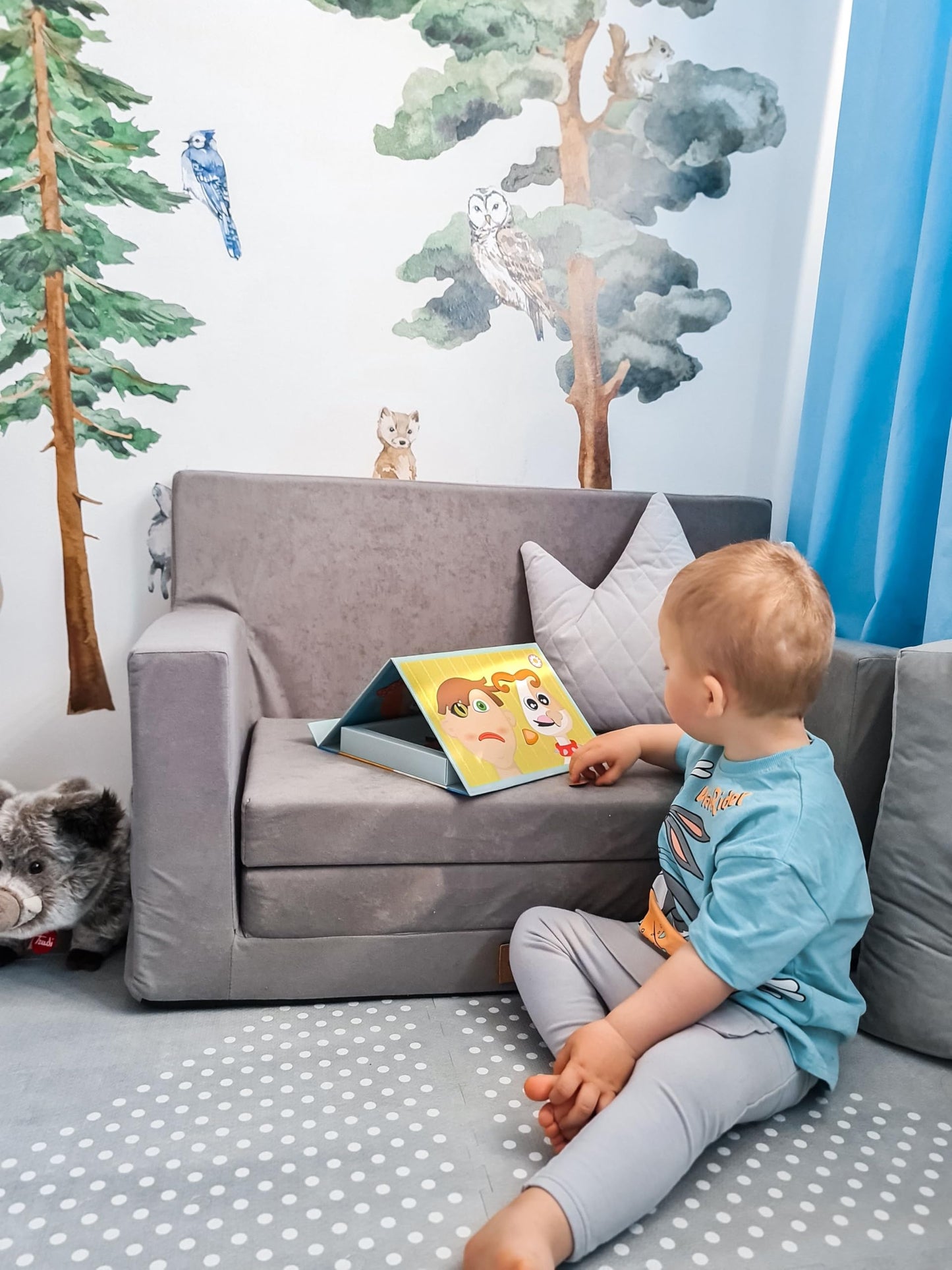 Flumi Personalised Children's/Teenager's Couch/Armchair/Sofa Bed, with Engraving of Child's Name, Play Sofa, Sleeping Chair, Bed Function, Children's Furniture, 92 x 40 x 60 cm, Microfibre (Grey)