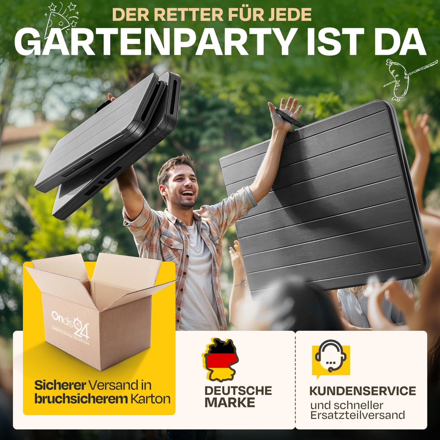 Ondis24 Biertischgarnitur Lisa Campingtisch 2X Bierbank 1x Biertisch Sitzbank klappbar Bierzeltgarnitur 3tlg. einfach transportabel (Braun, XL)