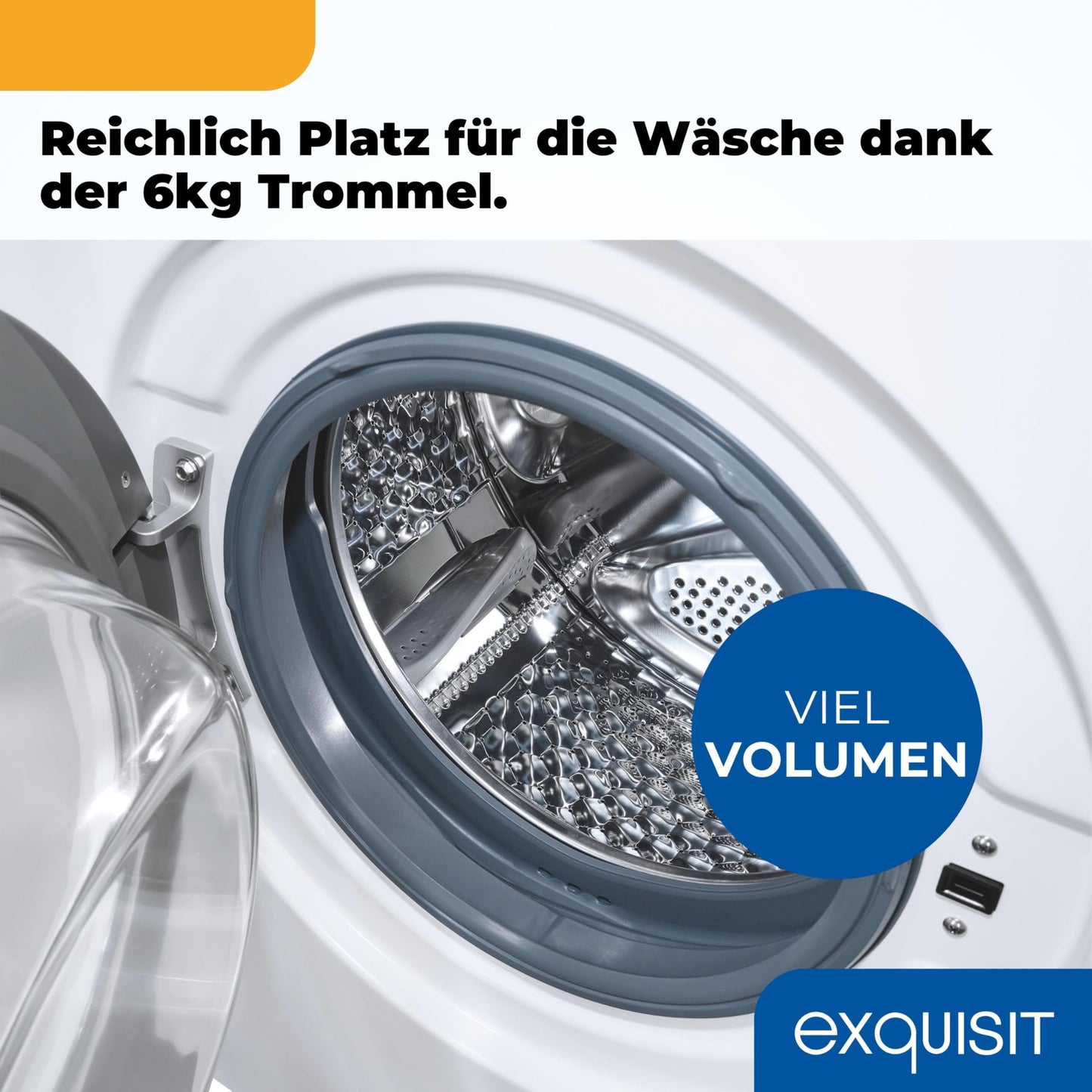 Exquisit Waschmaschine 6kg, Energieeffizienzklasse A, max. 1000 U/min, ECO 40-60, Kurzprogramm, Kindersicherung, 16 Waschprogramme, WA56110-020A weiss