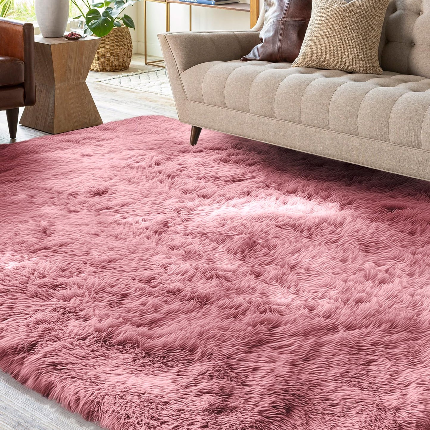 XSIVOD Fluffy High Pile Rug, Dark Grey, Washable Rug 140 x 200 cm, Living Room, Non-Slip Extra Large Rugs, Bedroom, Soft Modern Rugs, Mat Rugs for Children's Room