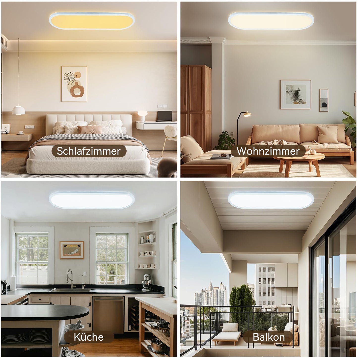ONDTA LED Deckenleuchte dimmbar 22W, 58x20cm 2700K-6500K 2800LM, Deckenlampe mit Fernbedienung, IP44 Badezimmer lampe LED Panel für Küche Wohnzimmer Schlafzimmer Badezimmer Büro, Rechteckig