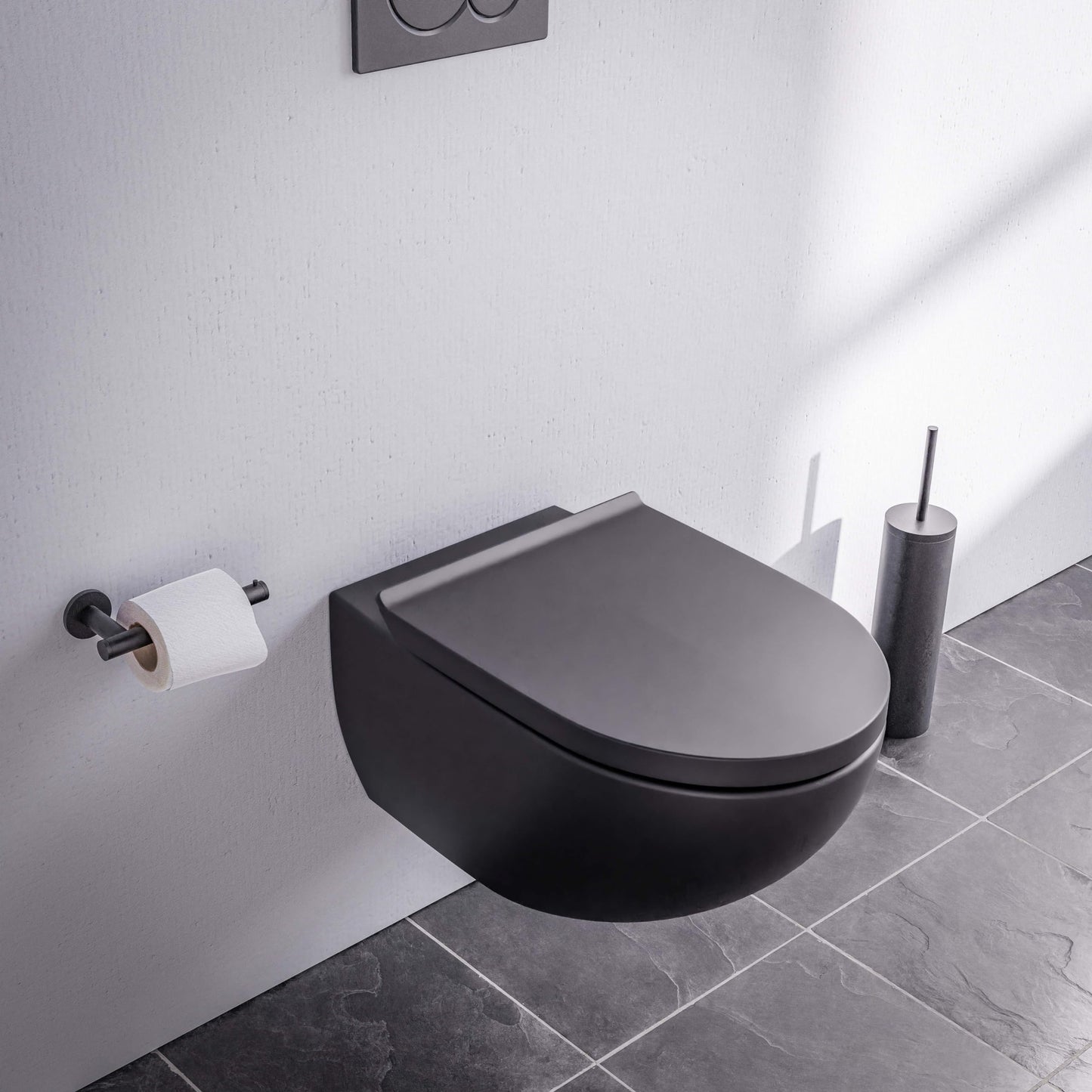 BERNSTEIN® Design Wand WC spülrandlos spülrandloses Hänge WC Set Toilette mit abnehmbareren Deckel Hängetoilette WC ohne Spülrand E-9030 Farbe: Weiß glänzend