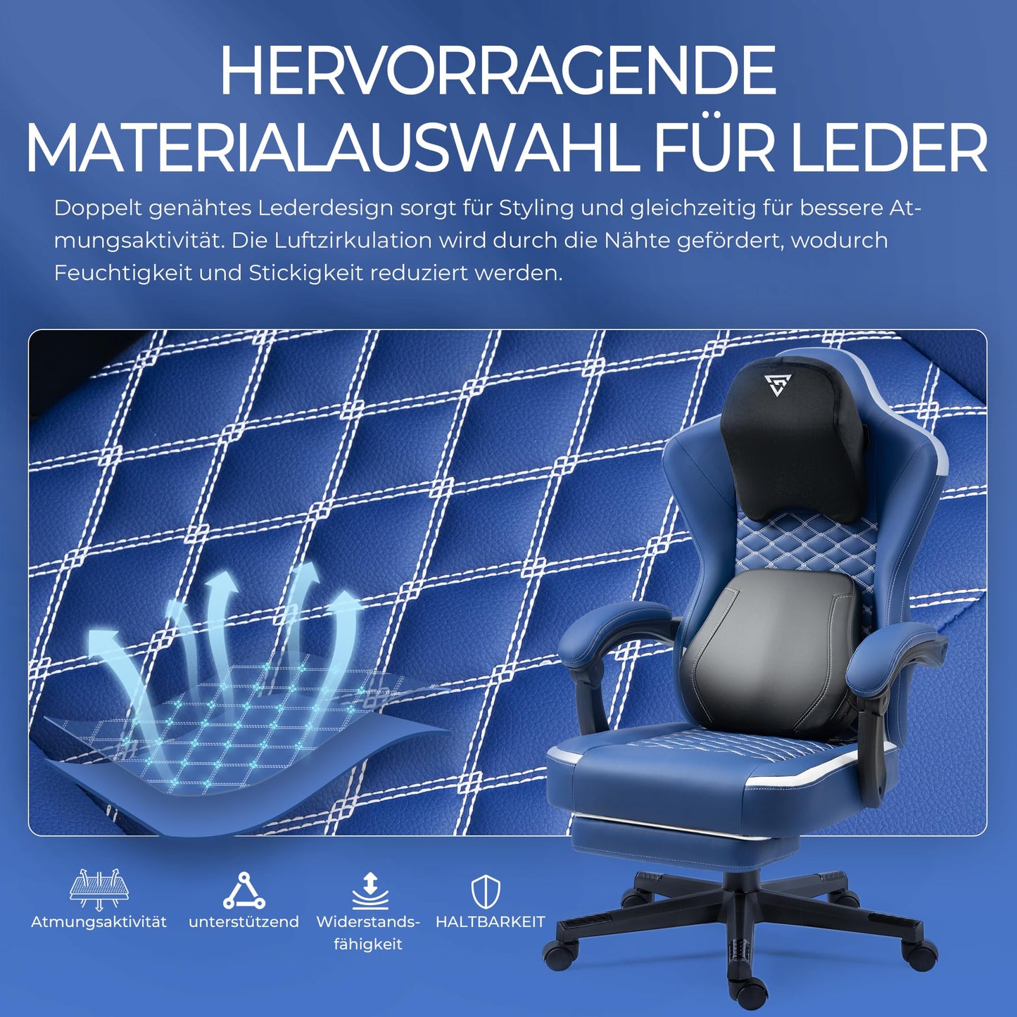 Vigosit Gaming Chair with Heated Massage Lumbar Support, Fabric Gamer Chair with Bag Spring Cushion and Footrest, Horse and High Gamer 150 kg Load Capacity (Pale Pink)