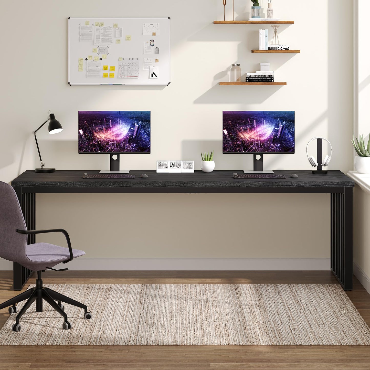 Tribesigns 180 cm Schreibtisch, großer Computertisch PC Tisch Bürotisch mit robustem Metallgestell, Arbeitsstation für Home Office zu Hause Schreibtische, Konferenztisch (ohne Stuhl) (Braun)