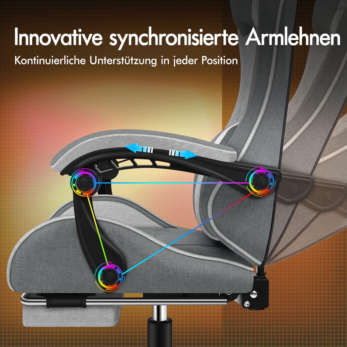 ALFORDSON Gaming-Stuhl mit Massage-Lendenwirbelkissen, ergonomischer Gamer-Racer-Stuhl mit Verstellbarer Rückenlehne, Drehstuhl mit Fußstütze, höhenverstellbar, Schwarz