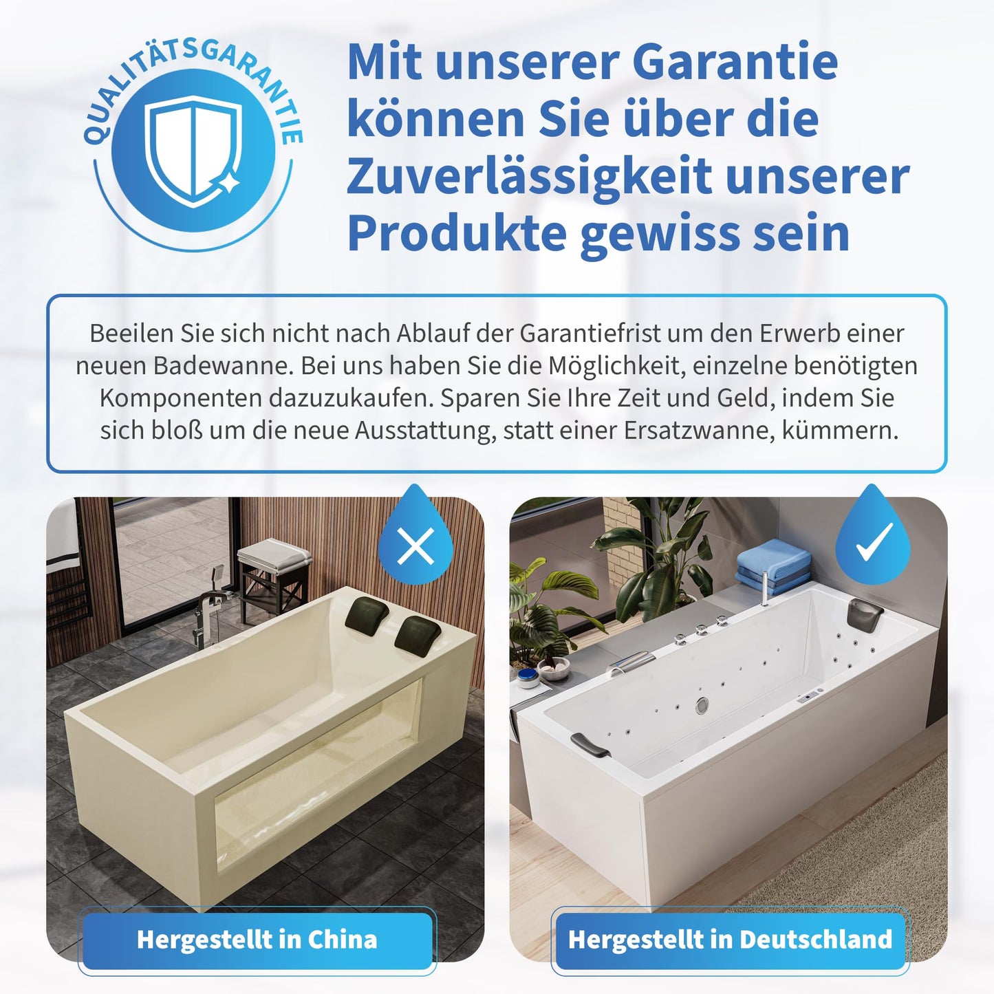 AQUADE Whirlpool Badewanne - Eckbadewanne 140x140 cm - Unikales Whirlpool-Erlebnis nach Ihren Wünschen - Wählen Sie Ihre perfekte Wanne oder Whіrlpоol -Ihre individuelle Wahl für Wellness zu Hause