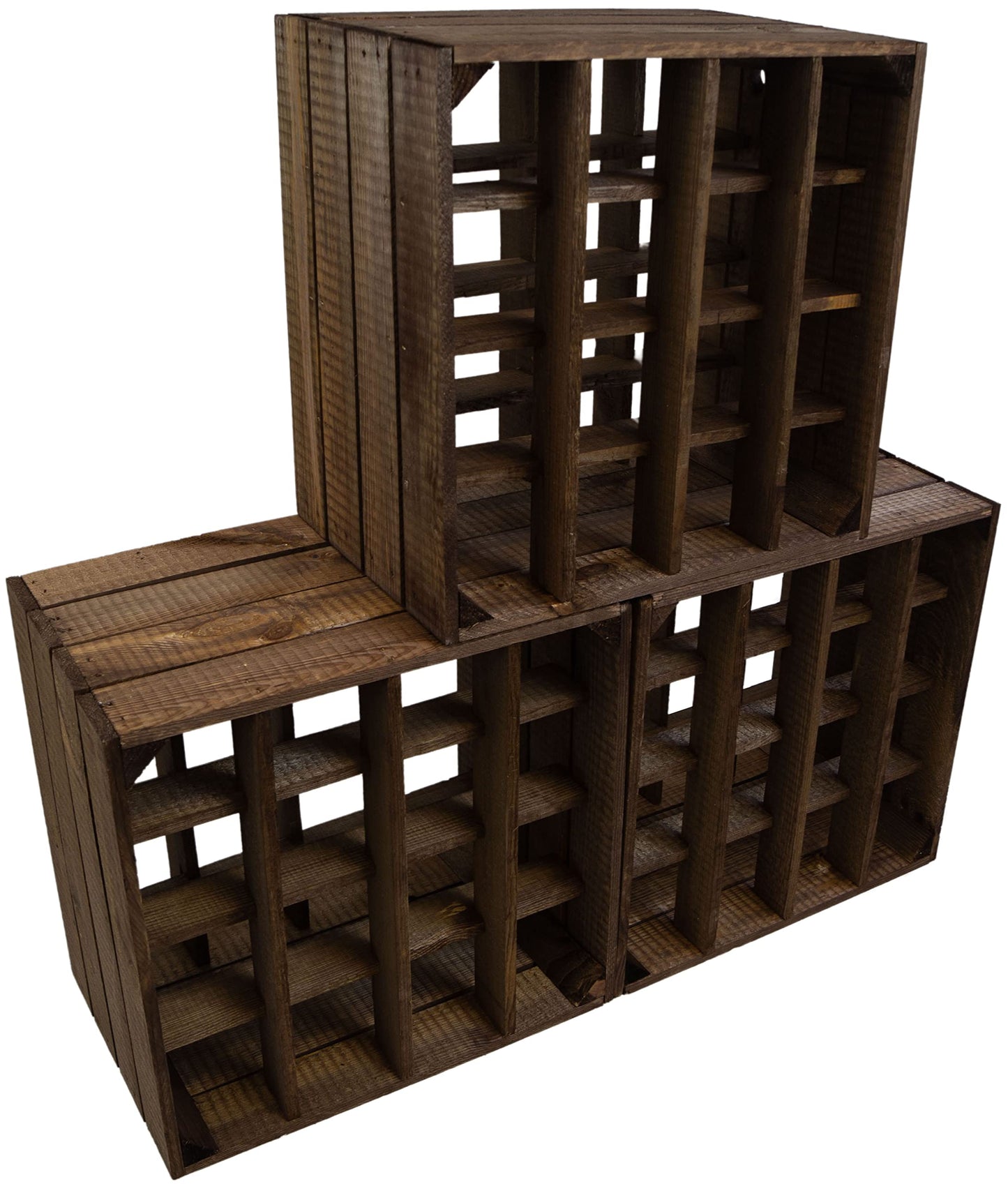 Kistenkolli Altes Land Weinregal 16er weiß/Natur/geflammt Maße 40x40x27cm Regalkiste Flaschenablage Weinregal Apfelkiste/Weinkiste (Weinregal 16er weiß)