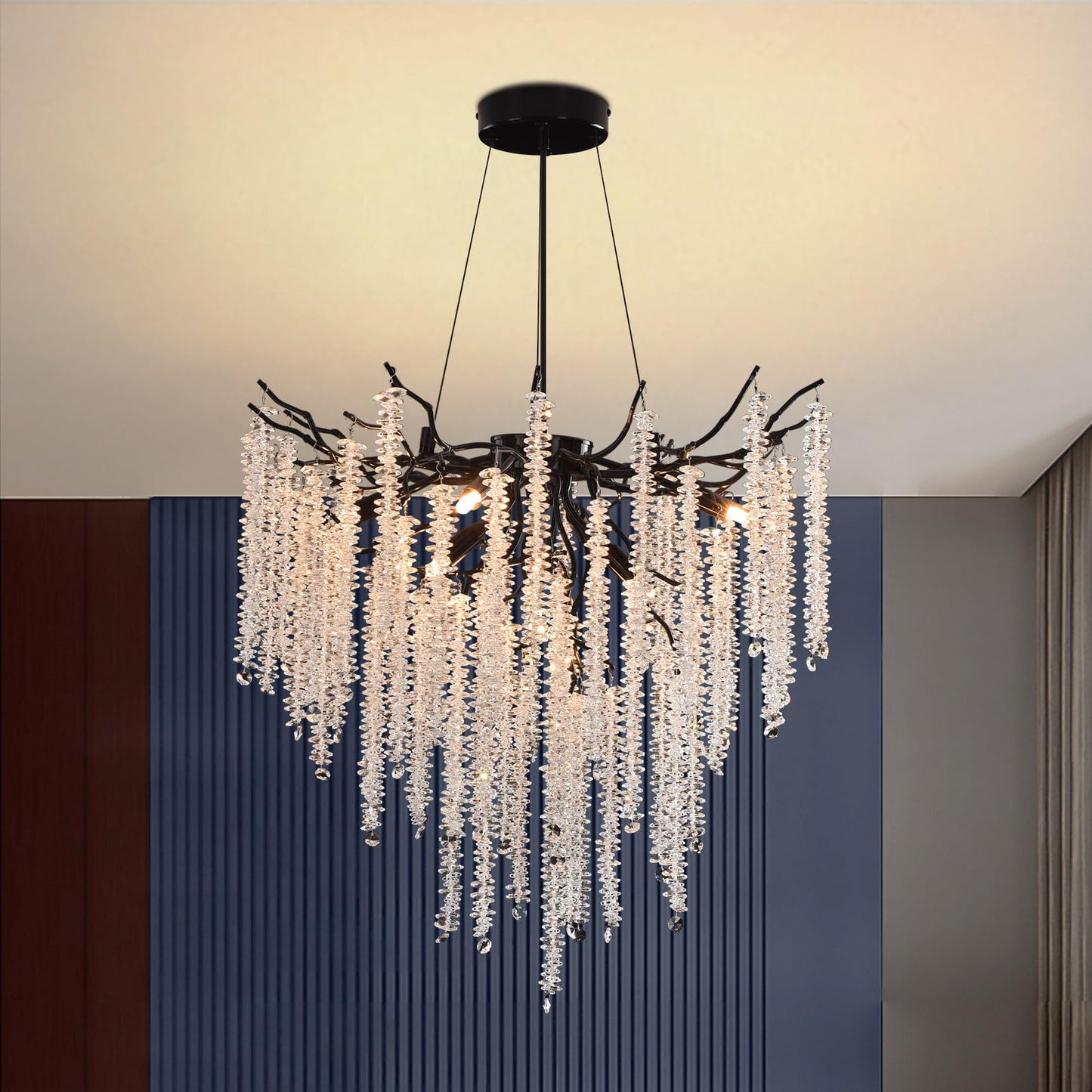 AHXIAOZN Modern Kronleuchter Kristall Leuchte,Luxus Kristall Pendelleuchte,Dimmbar Rund Kristall Hängeleuchte,für Esszimmer, Küche, Wohnzimmer, Schlafzimmer, Flur, Café,Bar(Gold,60cm)