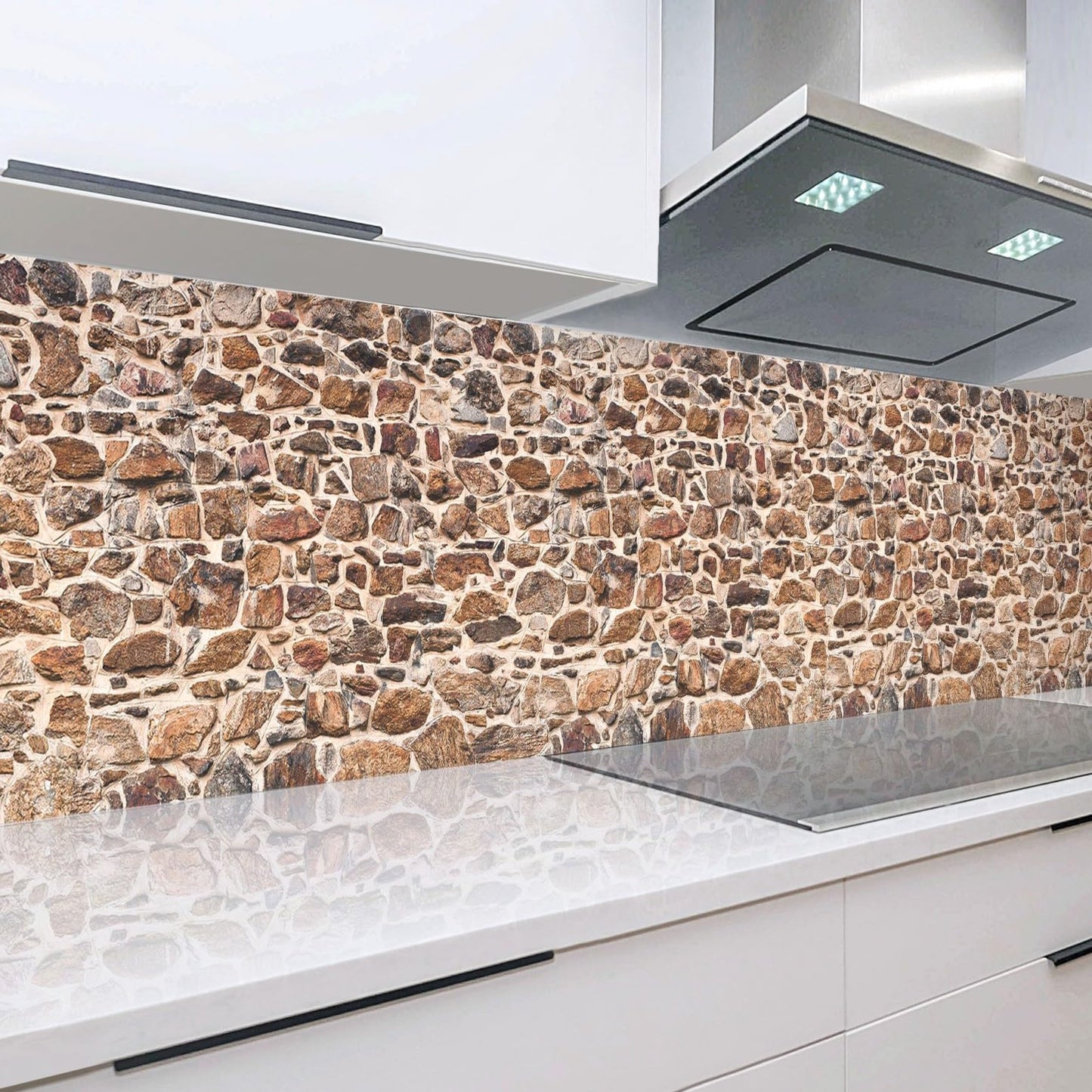 Rodnik Kitchen Splashback, Robust ABS Plastic Monolith Panel in Deluxe Quality, Direct Print, Choice of Motifs (Ice Cubes and Cherries)