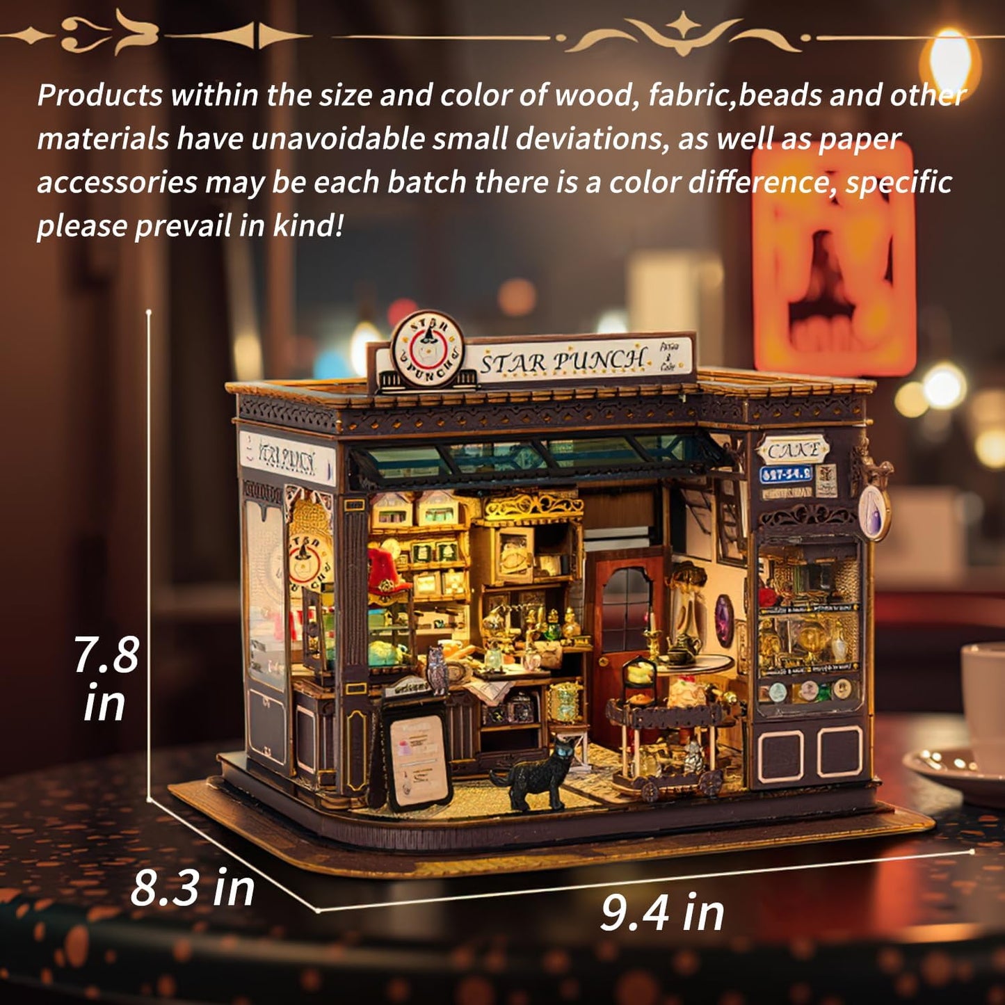 Mostop DIY Miniature Dollhouse Kit-Book Nook Kit,Holzpuppenhaus Bausatz Miniaturhaus Bausatz mit LED Licht,Miniaturhaus Bausätze für Kinder/Erwachsene Haus DIY Bausätze(Magic Coffee Shop)