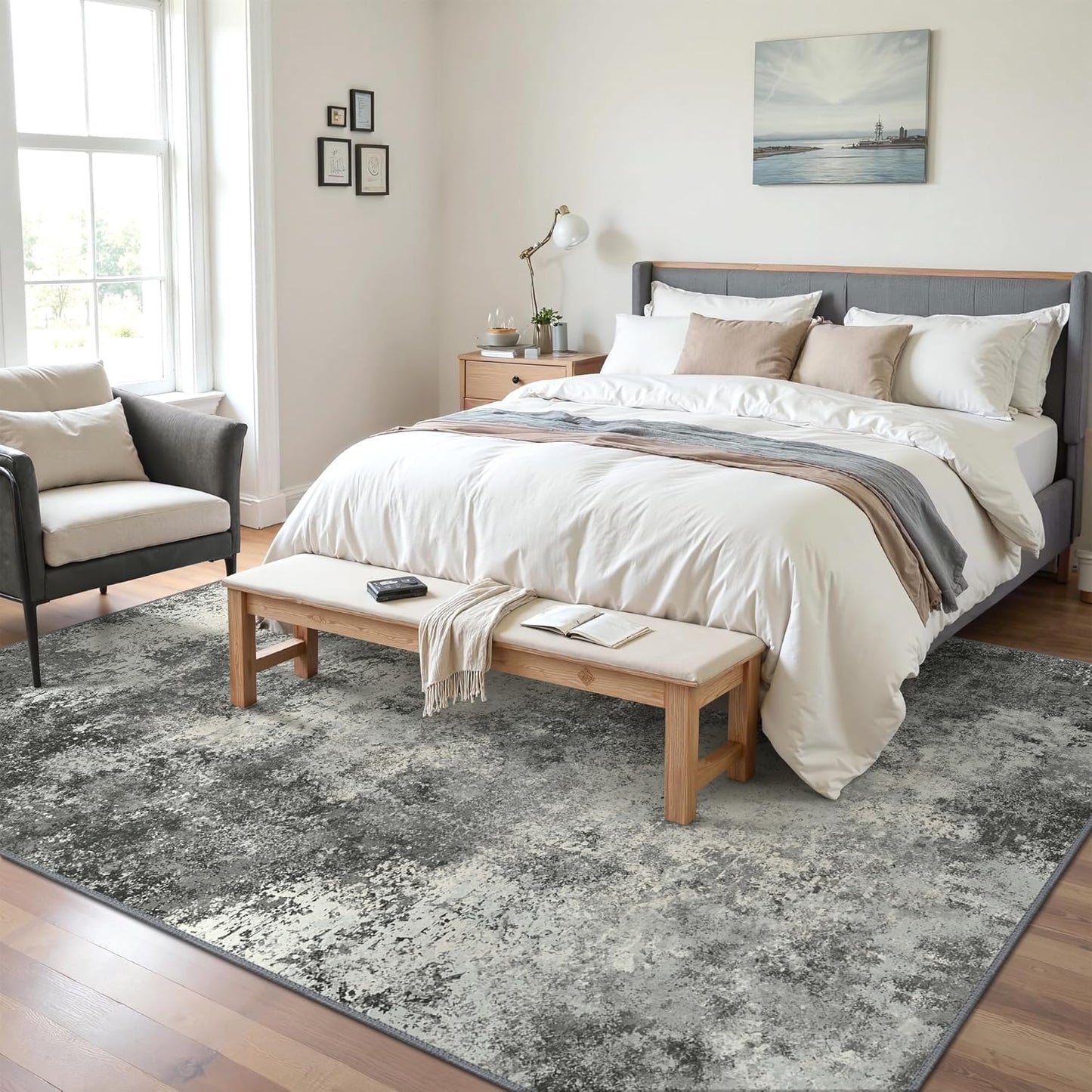 BEIMO Waschbarer Teppich Wohnzimmer, Abstrakt Design Teppich Schlafzimmer Kurzflor, Groß Teppiche rutschfest Weiche für Badezimmer Esszimmer Flur, 120x170cm