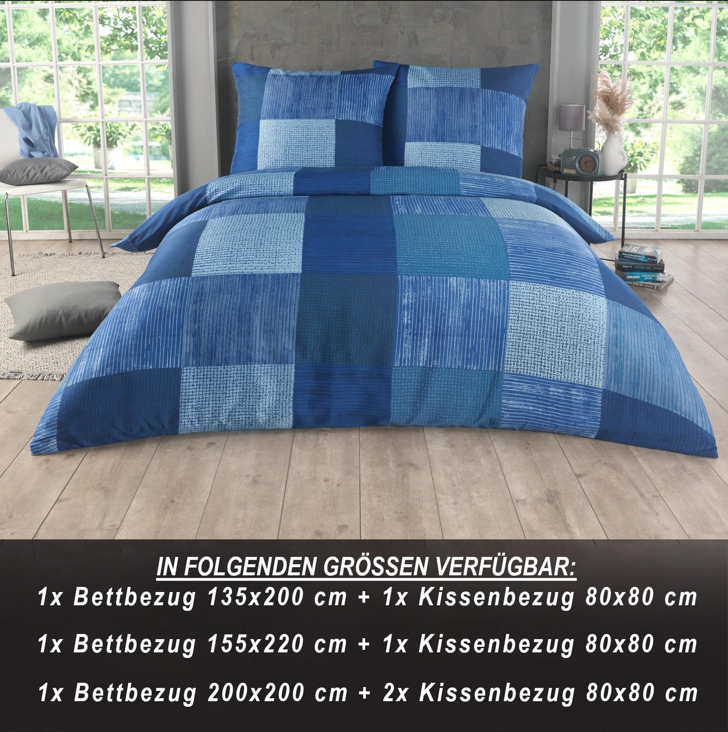 Bed Linen 135 x 200 cm 2-Piece Microfibre Duvet Cover 135 x 200 cm + Pillowcase 80 x 80 cm Breathable Fabric with Zip for Single Bed Modern Checked Design Grey