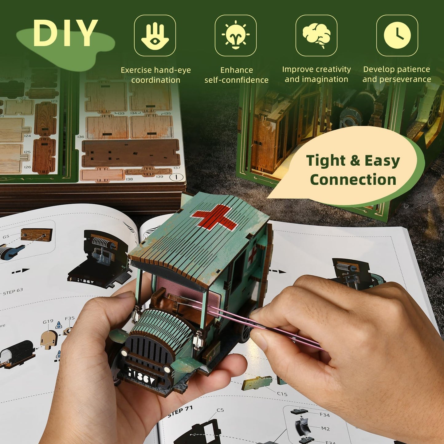 MiniCity Book Nook Kit, DIY Miniature Dollhouse Booknook Kit, 3D Wooden Puzzle Bookend Bookshelf Insert Decor for Teenagers and Adults (Library of Gods Max)