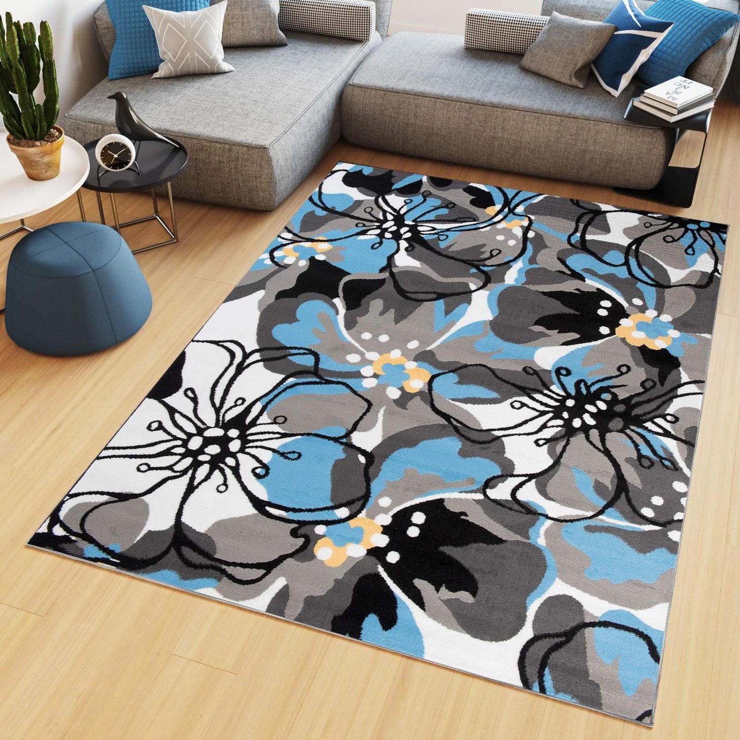 TAPISO Maya Short Pile Rug, Modern Blurred/Heathered/Striped Design, Black/Grey/Red/White, for Living Rooms, Bedrooms, OEKO-TEX, 200 x 300 cm