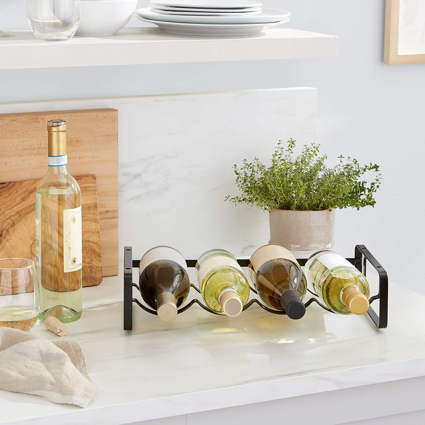 Amazon Basics Wine Rack Stackable Table Rack Black 40.01 x 9.5 x 19.99 cm