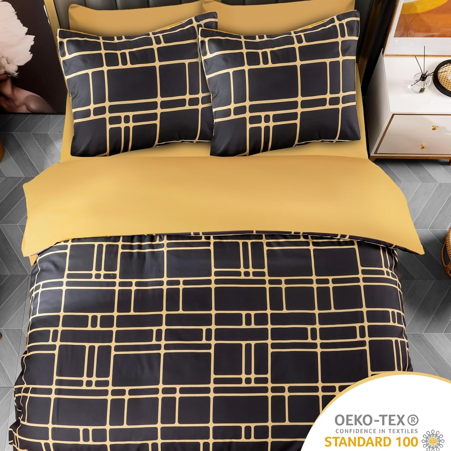 Pamposh Bed Linen 135 x 200 cm 4-Piece Bed Linen Grey 2 Duvet Covers 135 x 200 cm + 2 Pillowcases 80 x 80 cm, Oeko-Tex Bedding Sets Ultra Soft Microfibre with Zip