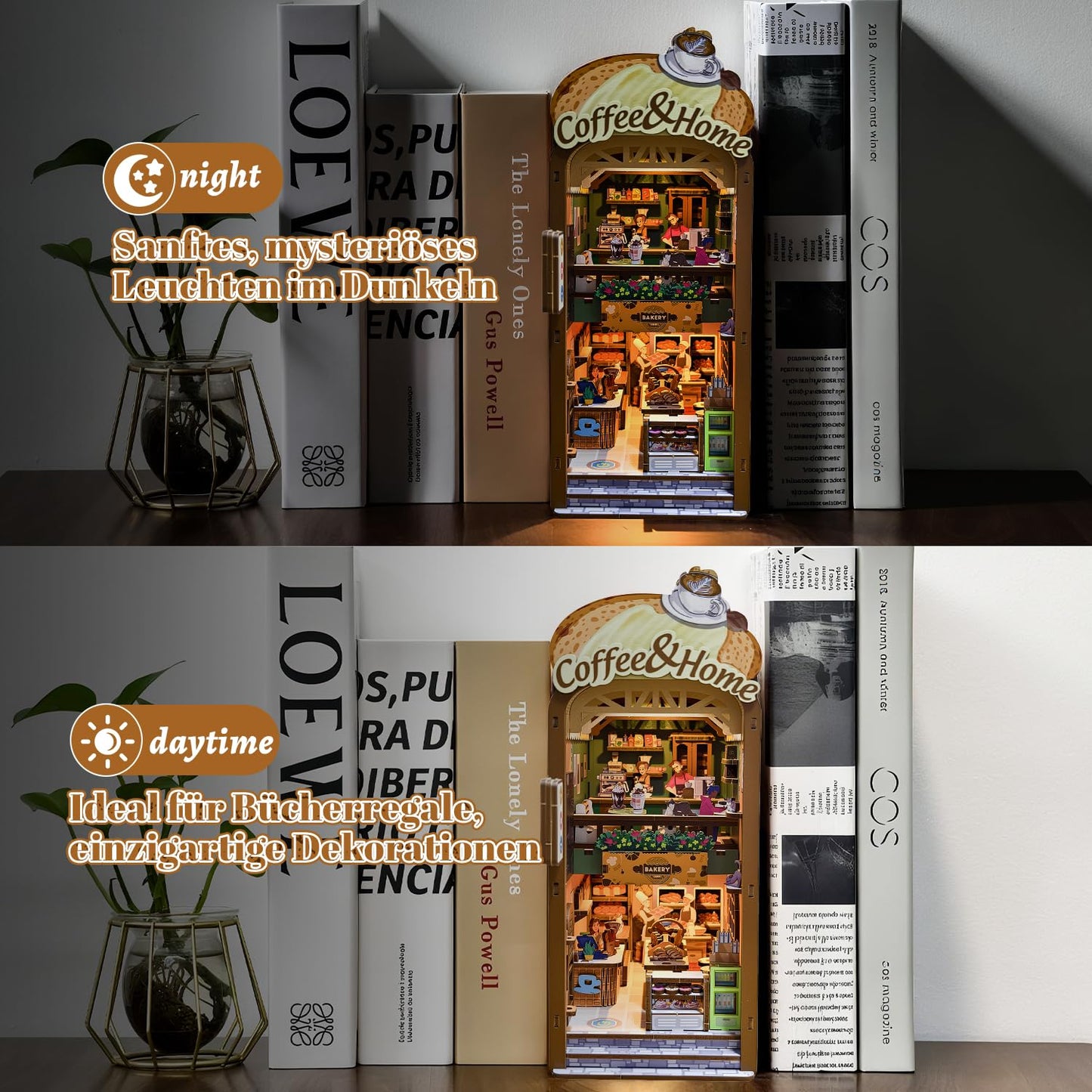 Book Nook Japan, Sakura Straße Booknook Japanischer Kit, 293PCS DIY Miniature House mit Licht, 3D Puzzle für Erwachsene und Heranwachsende, Japanische Deko Holzpuzzle Erwachsene Bücherregaldekoration