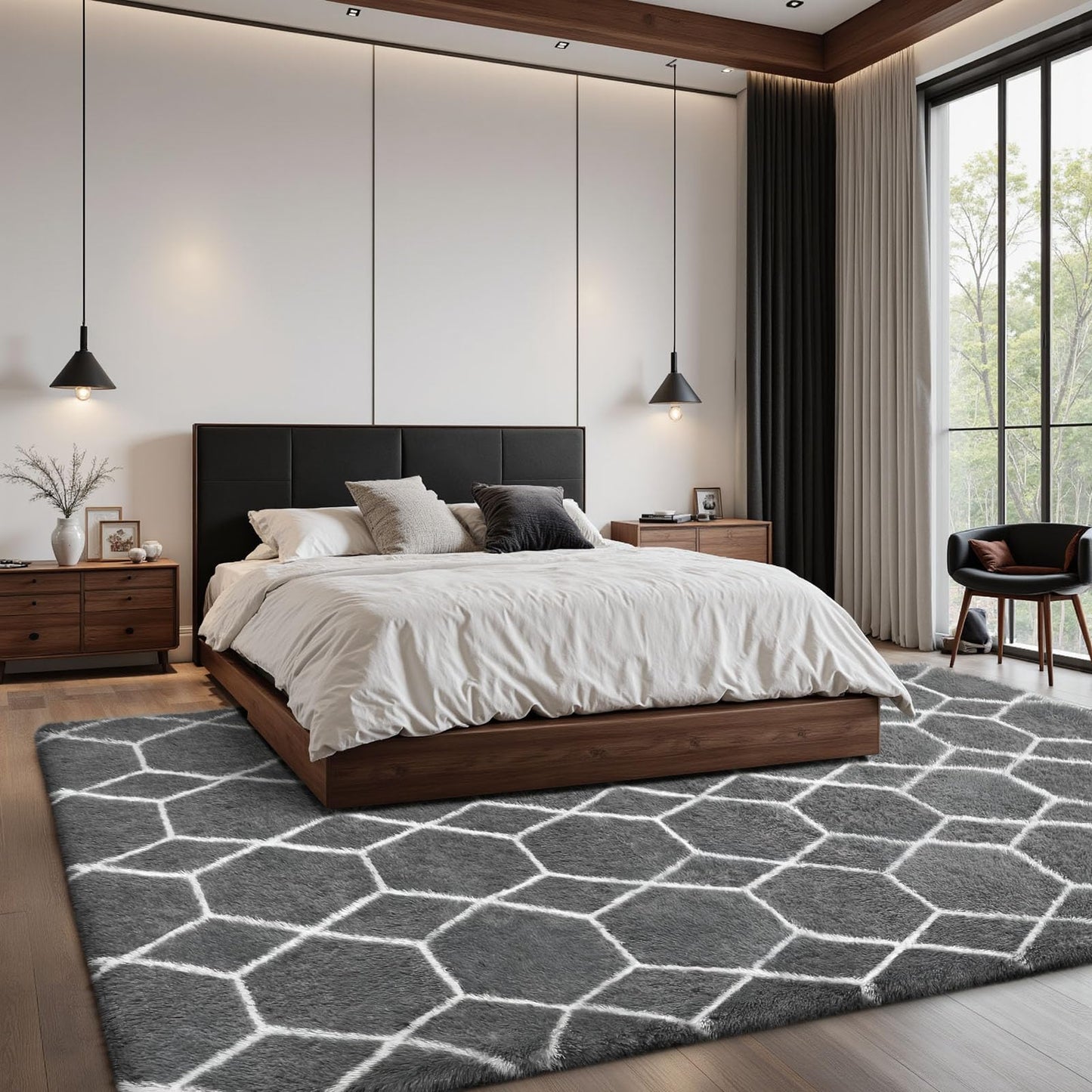 Sour Lemon Hochflor Teppich Grau Carpet Wohnzimmer 240x300 Waschbar Anti-Rutsch Extra Große Teppiche Schlafzimmer Flauschige Moderne Teppiche Matte Teppichen für Schlafzimmer Kinderzimmer