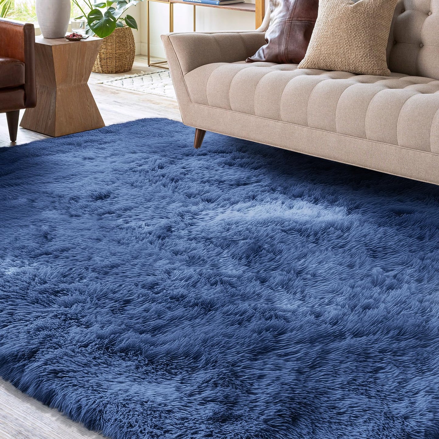 XSIVOD Fluffy High Pile Rug, Dark Grey, Washable Rug 140 x 200 cm, Living Room, Non-Slip Extra Large Rugs, Bedroom, Soft Modern Rugs, Mat Rugs for Children's Room