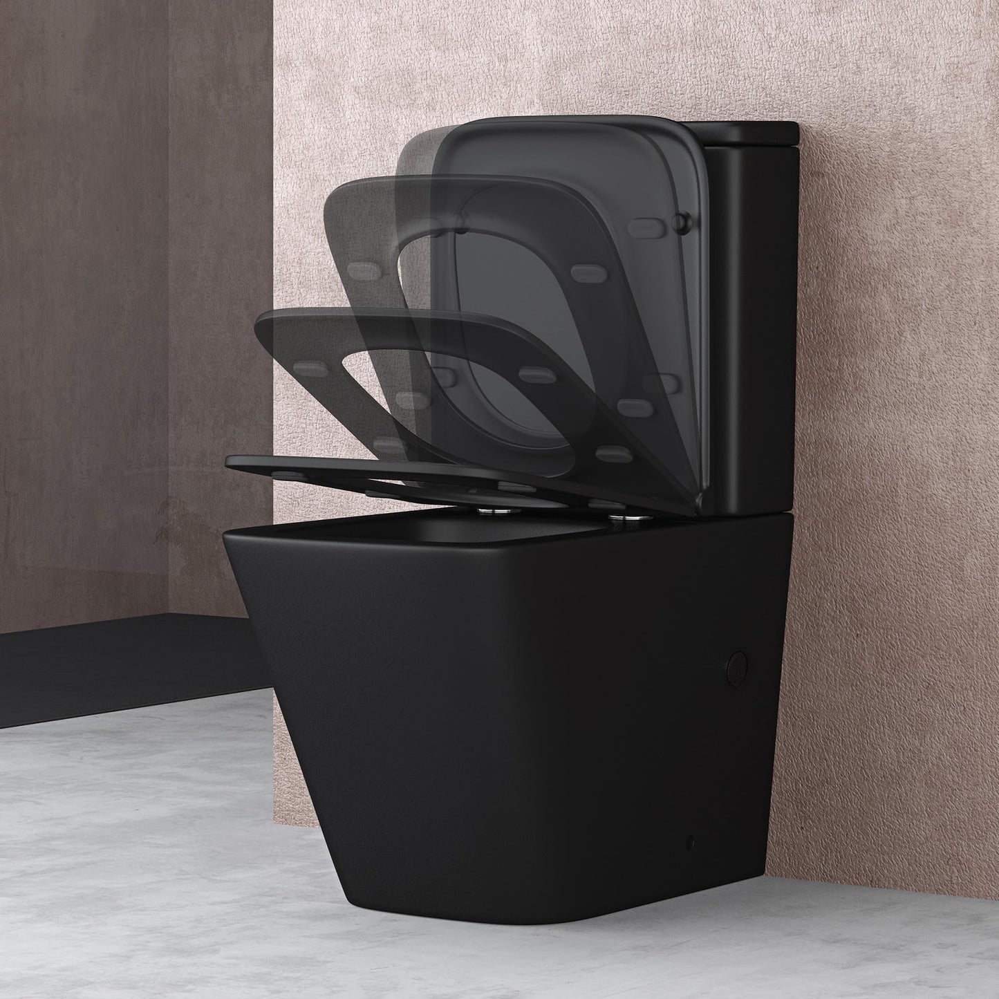 doporro Stand-WC mit Spülkasten komplett S112T schwarz matt inkl. Softclose Absenkautomatik 36x63x82cm Stand-Toilette schwarz matt spülrandlos