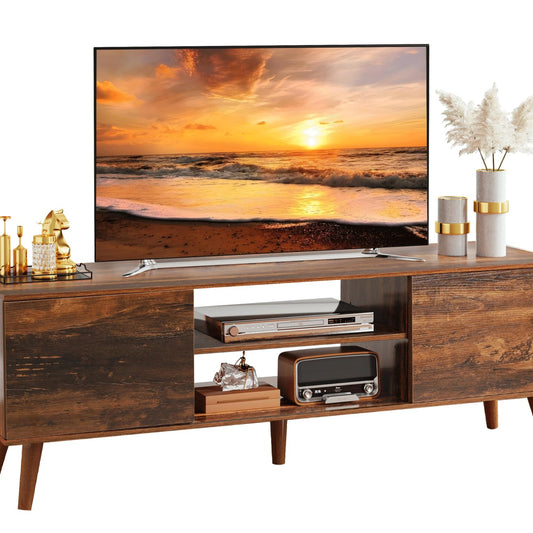WLIVE TV Cabinet for TV 50 55 60 Inch TV Lowboard TV Cabinet 136 cm Long TV Stand with 2 Doors TV Board for Living Room Dining Room Bedroom Vintage Brown/Black Stand
