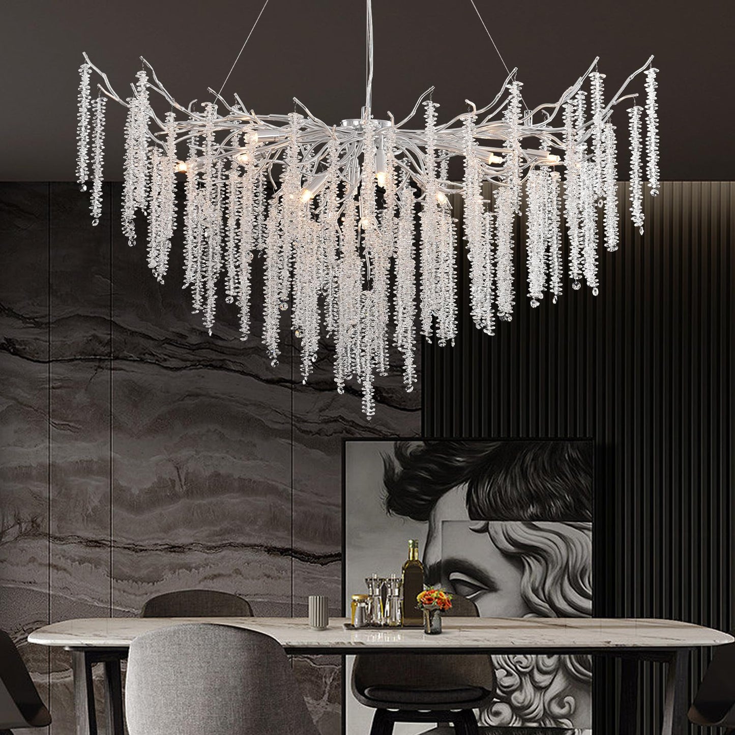 AHXIAOZN Modern Kronleuchter Kristall Leuchte,Luxus Kristall Pendelleuchte,Dimmbar Rund Kristall Hängeleuchte,für Esszimmer, Küche, Wohnzimmer, Schlafzimmer, Flur, Café,Bar(Gold,60cm)