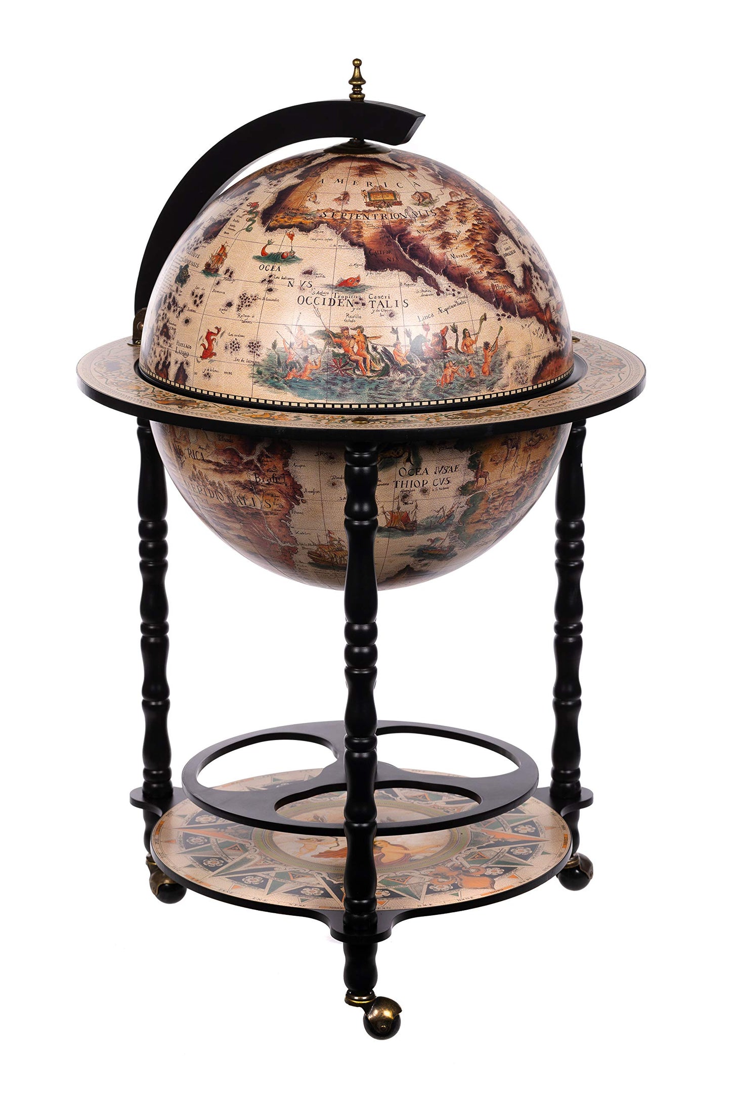 Birendy, giant globe design bar trolley with a lid and wheels