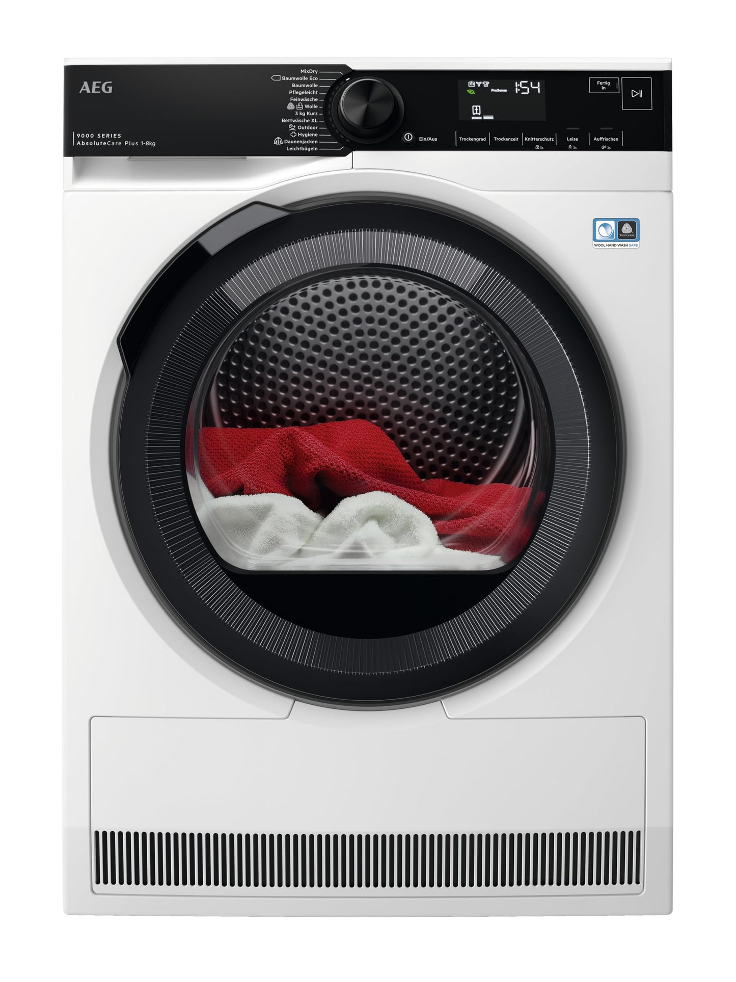 AEG TR7T60690 Heat Pump Dryer / Series 7000 with SensiDry – Gentle and Energy Saving / A+++ / Automatic Volume / 9.0 kg / Gentle Drum / Wrinkle Protection, Wieß