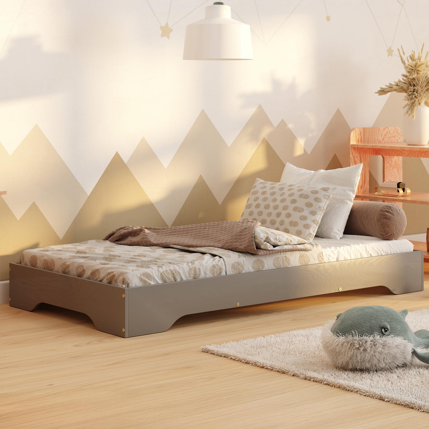smartwood Kinderbett 90x190 Schwarz - Bodenbett aus Kiefernholz mit FSC-Zertifikat - Montessori Bett mit gebogenem Lattenrost bis zu 230 kg für Jungen und Mädchen - Einfache Montage - TILA 7