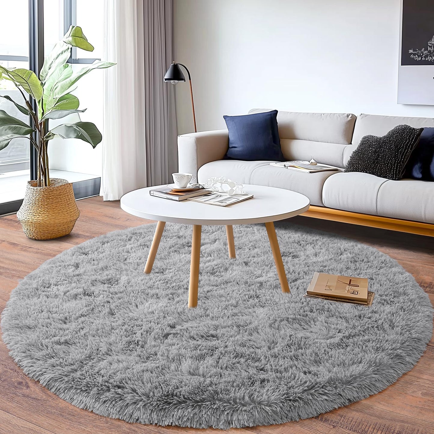 BSGIFT High Pile Rug, Grey, 160 x 230 cm, Shaggy Long Pile Fluffy Rug, Living Room, Modern Living Room Rug, Bed Rug, High-Pile Carpet, Non-Slip for Bedroom, Children's Room